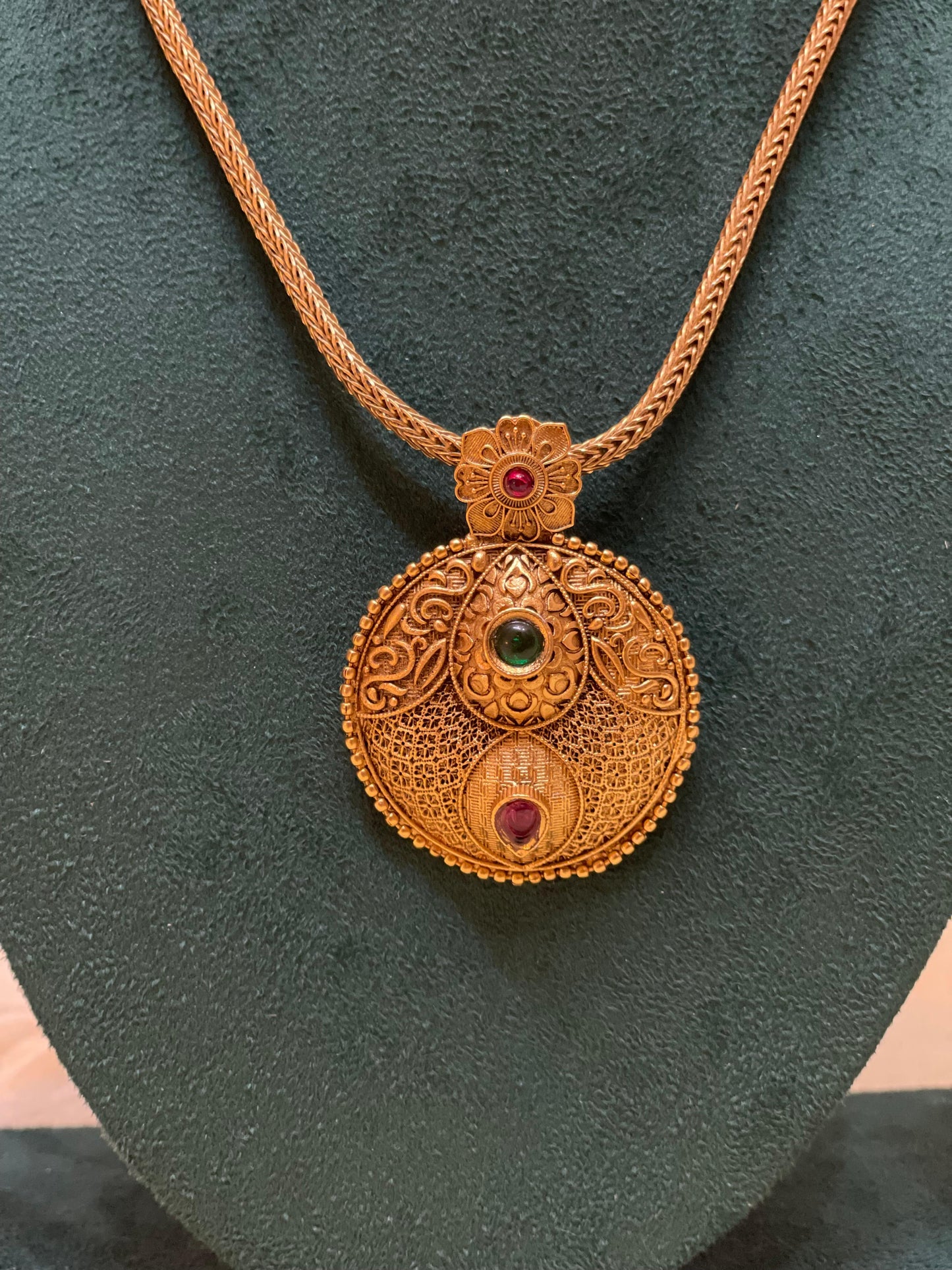 Antique coin pendant necklace-N014(01)