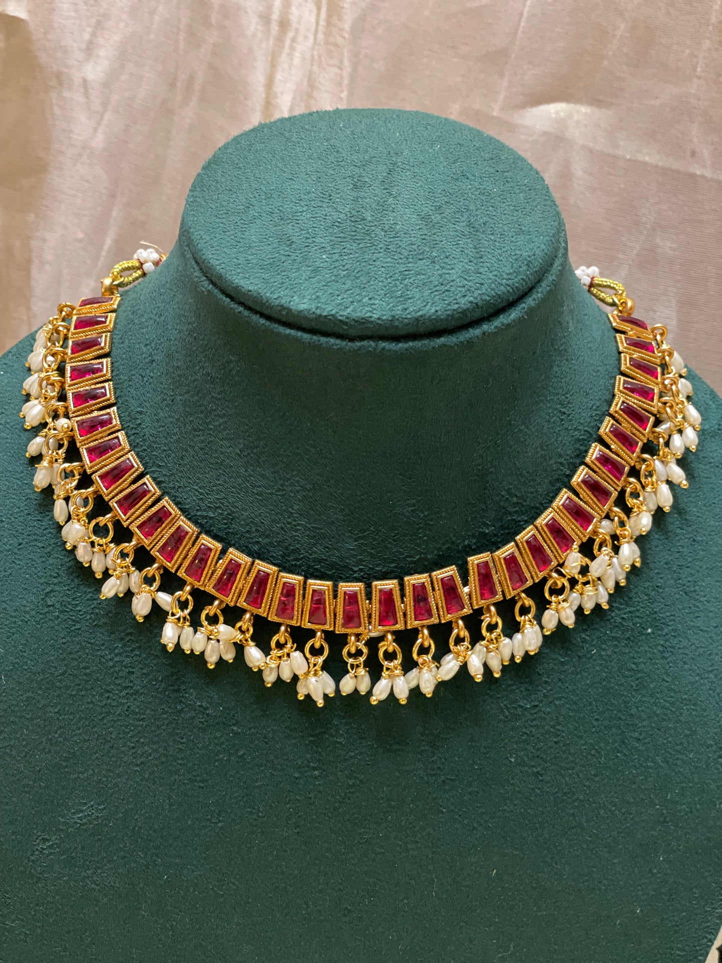 Royal Ruby Drop Choker Necklace Set-CH013(01)