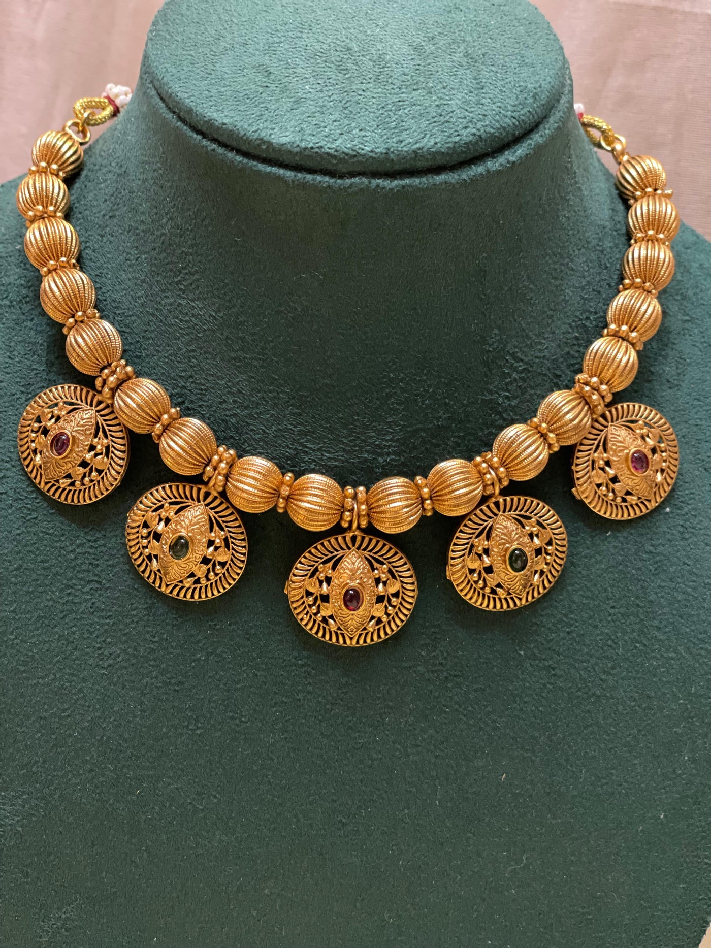 Antique Gold Coin Choker Necklace-CH012(01)