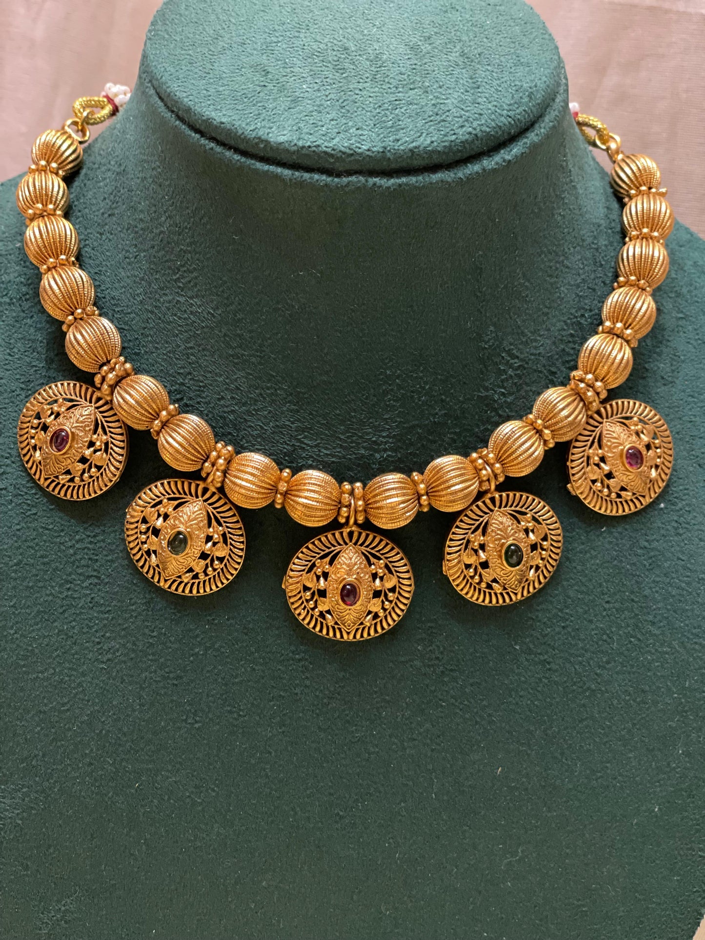 Antique Gold Coin Choker Necklace-CH012(01)