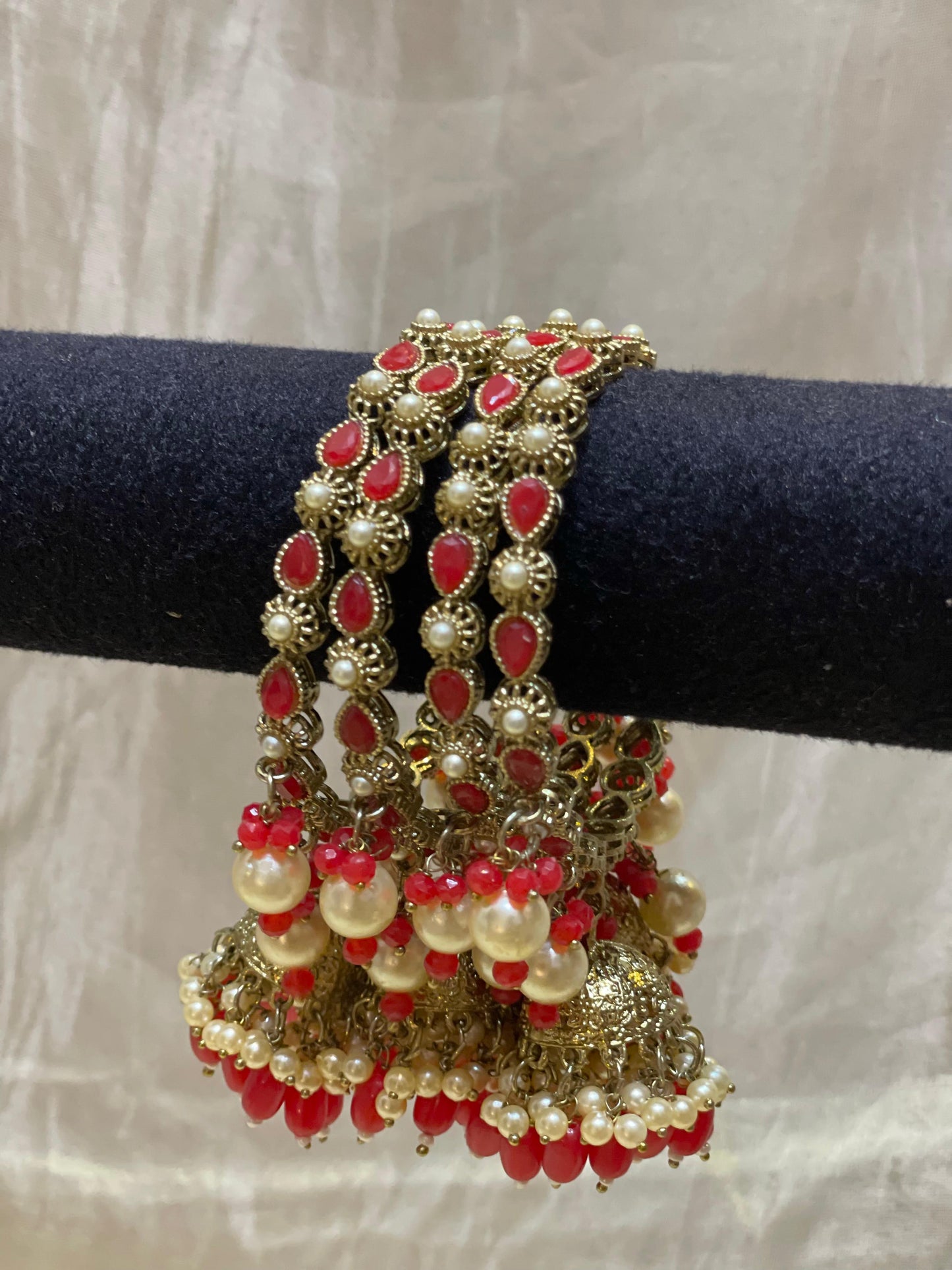 Ruby Pearl Jhumka Bangles-BO25(03)