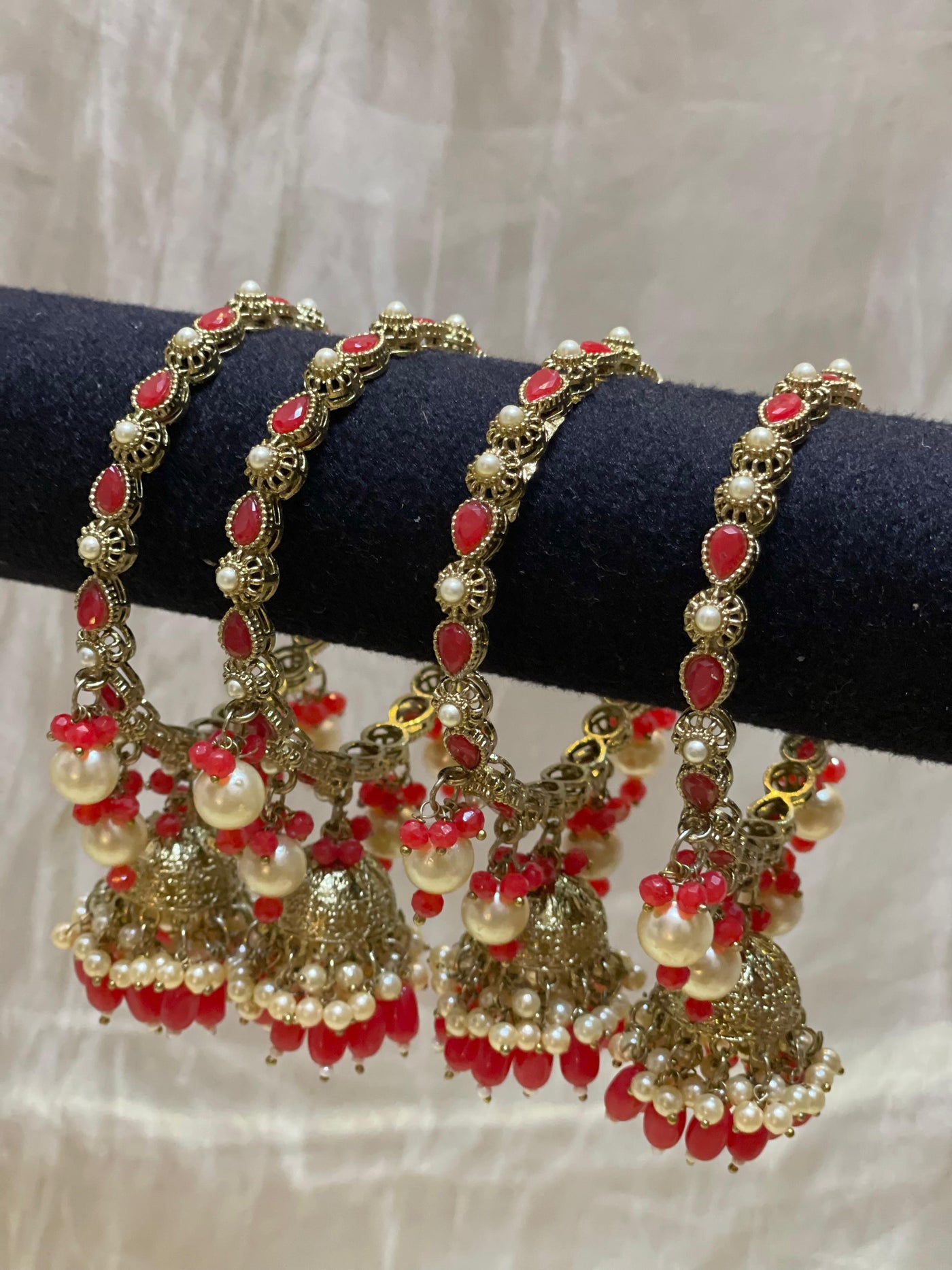 Ruby Pearl Jhumka Bangles-BO25(03)