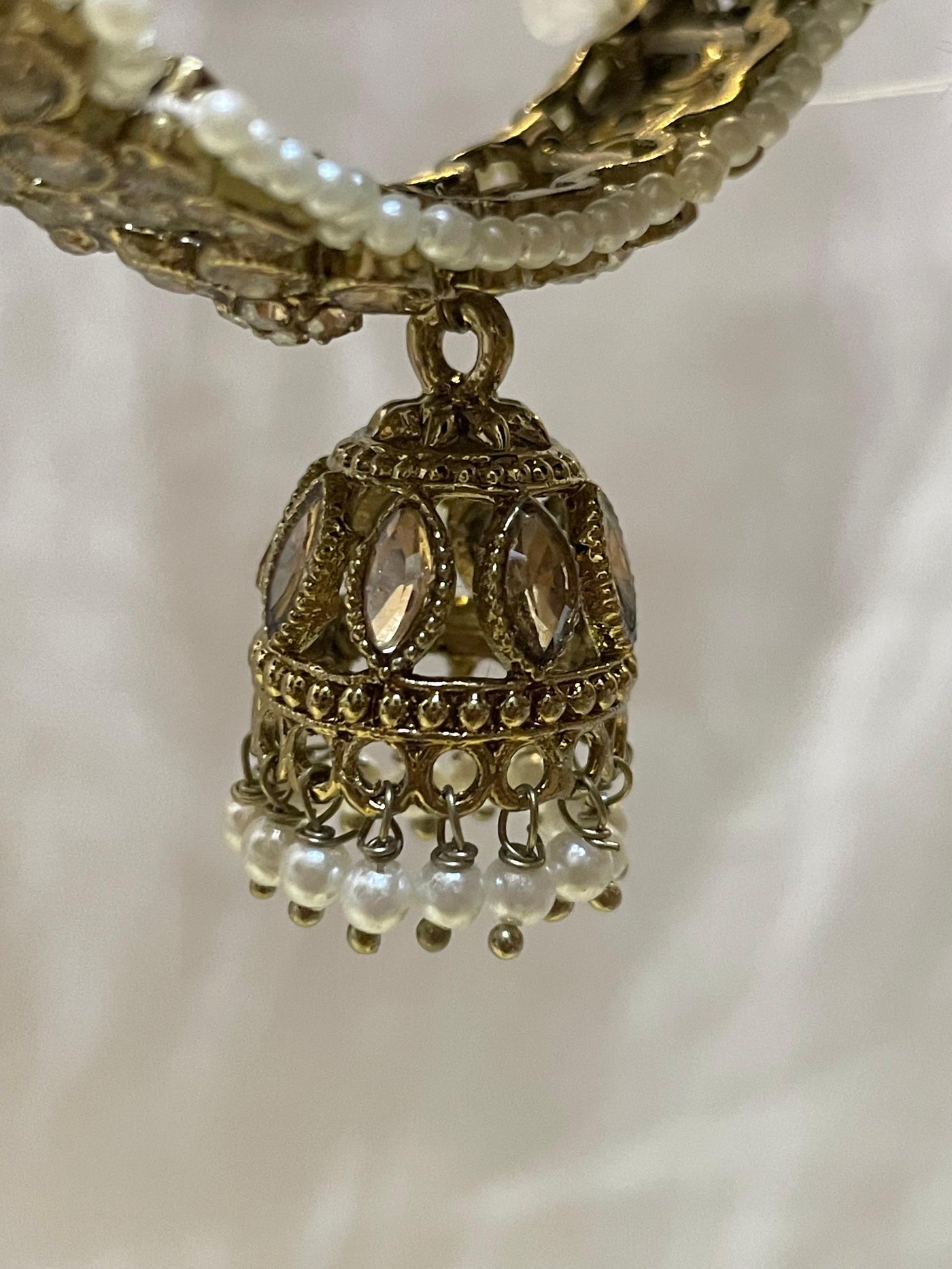 Pearl Kundan Jhumka Bangles-B033