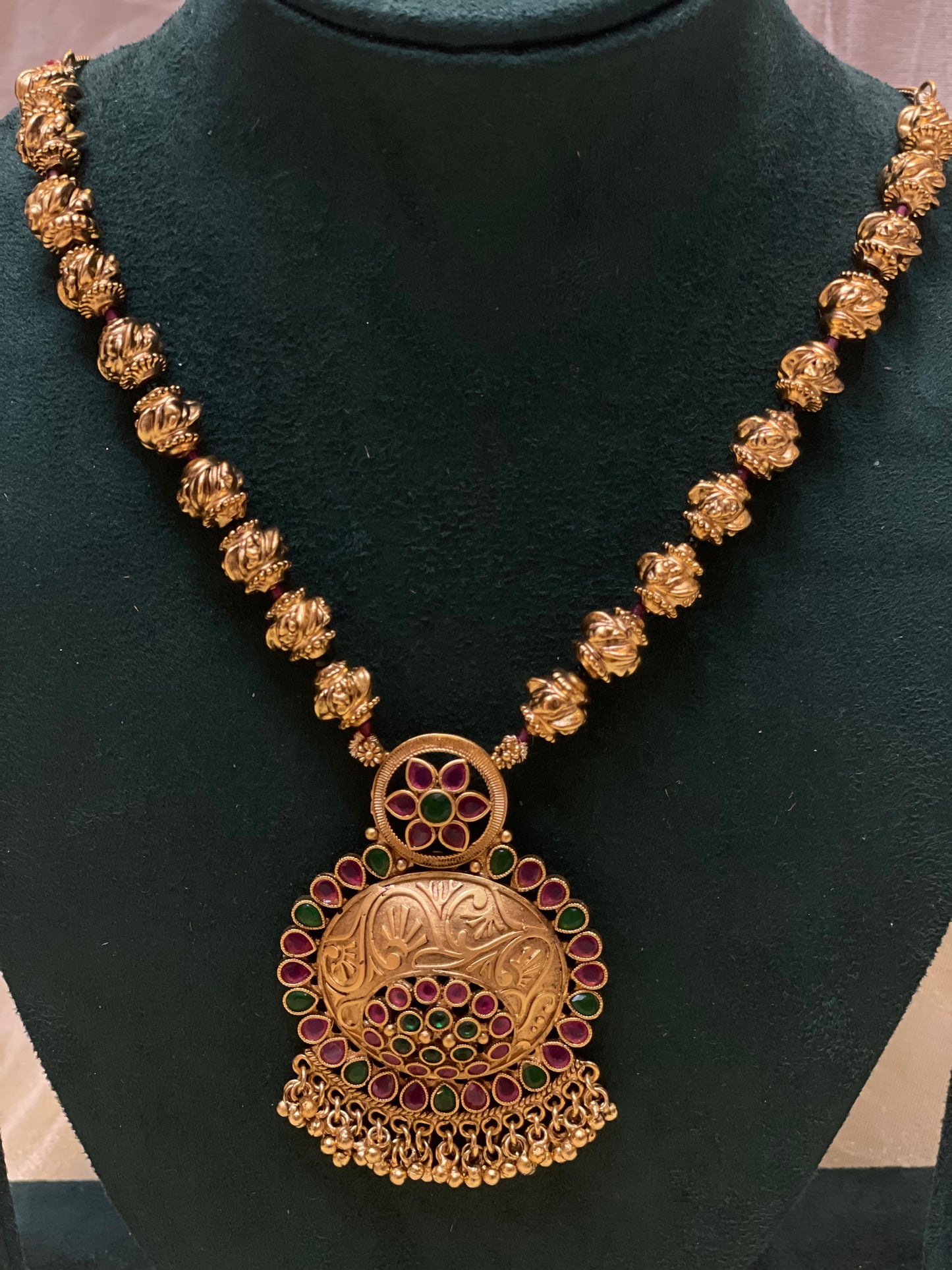 Regal Pink & Green Heritage Necklace Set-N018(02)