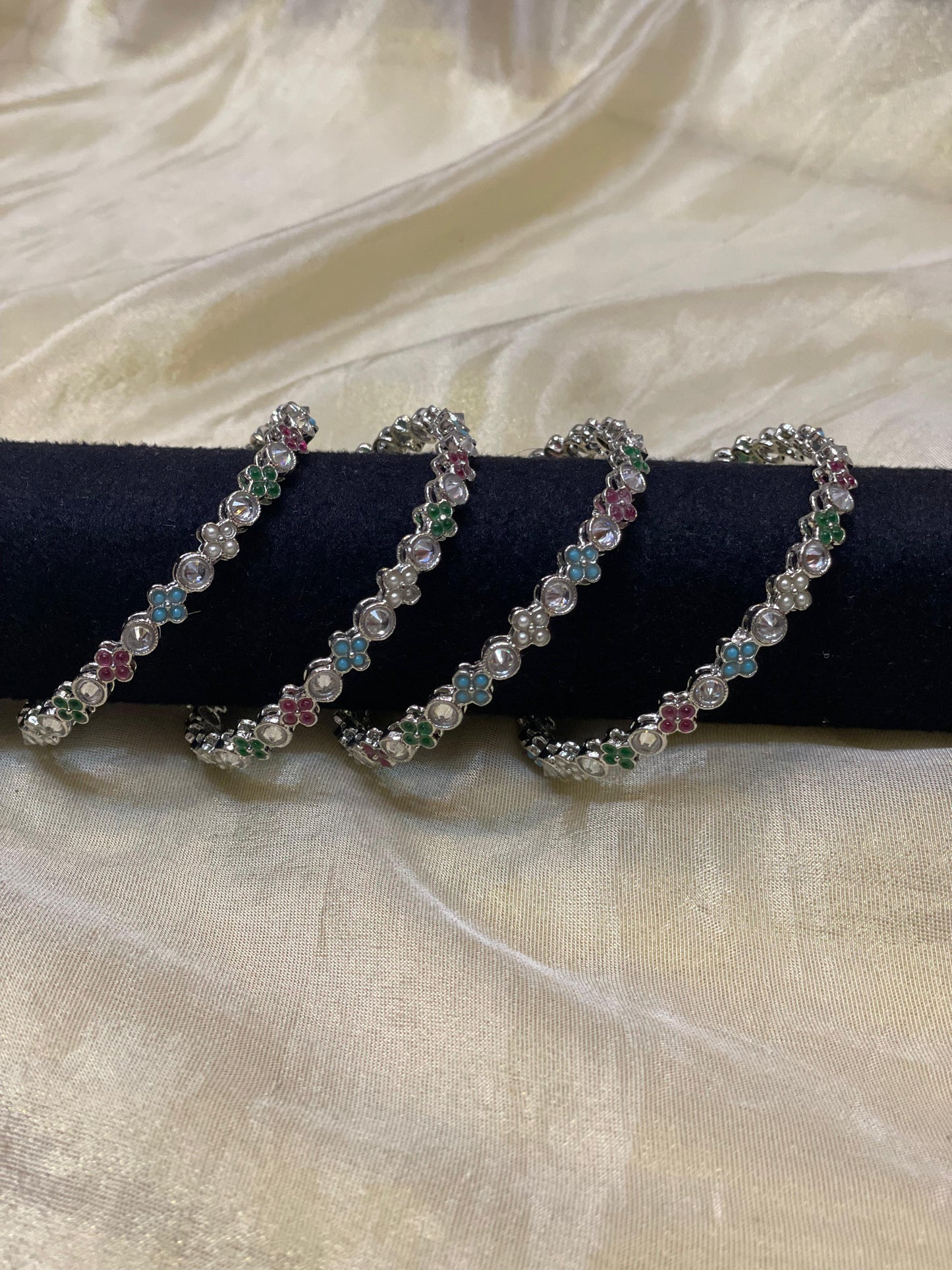 Floral Fantasy Multi-Stone Bangles-B014