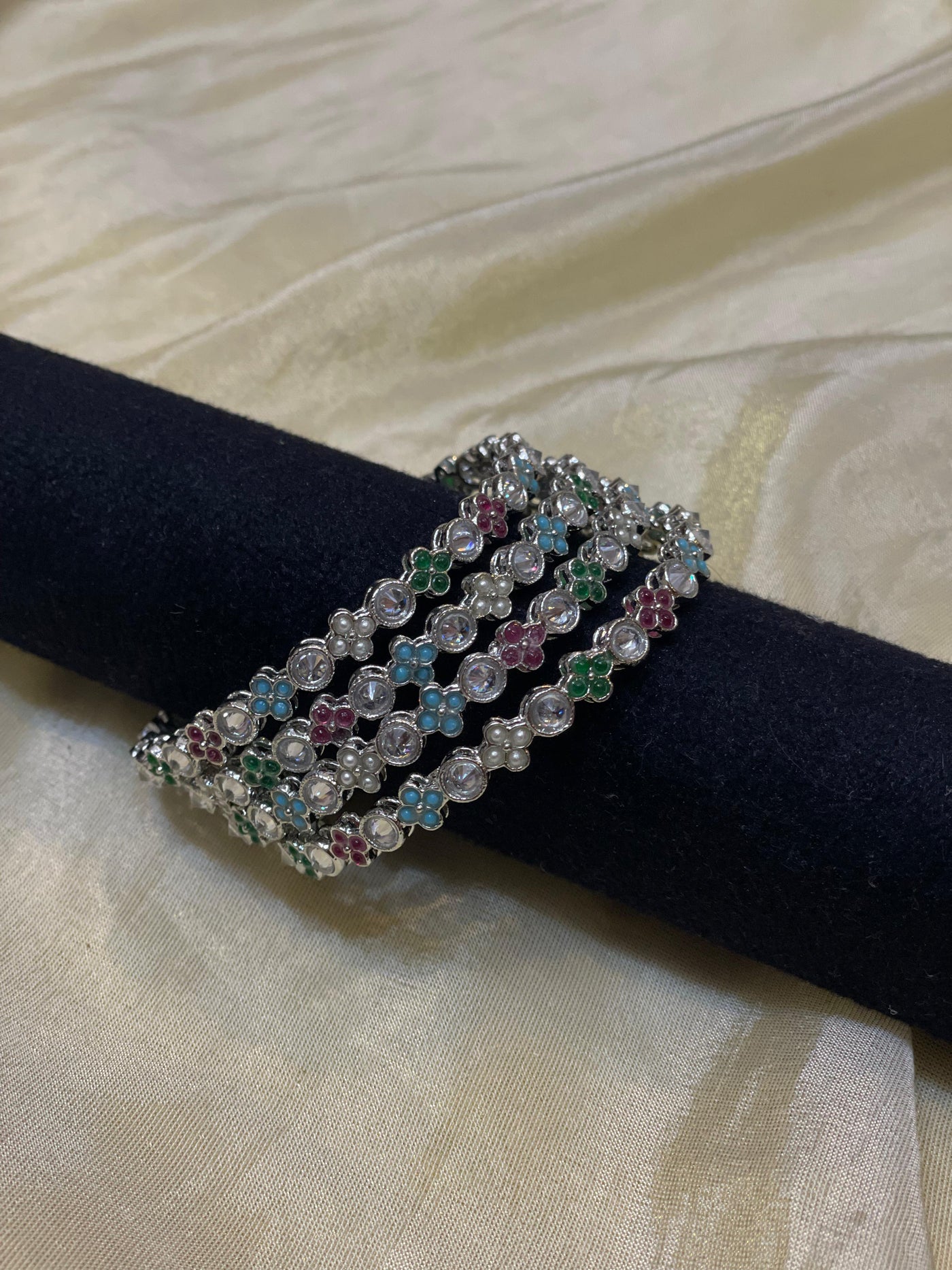 Floral Fantasy Multi-Stone Bangles-B014