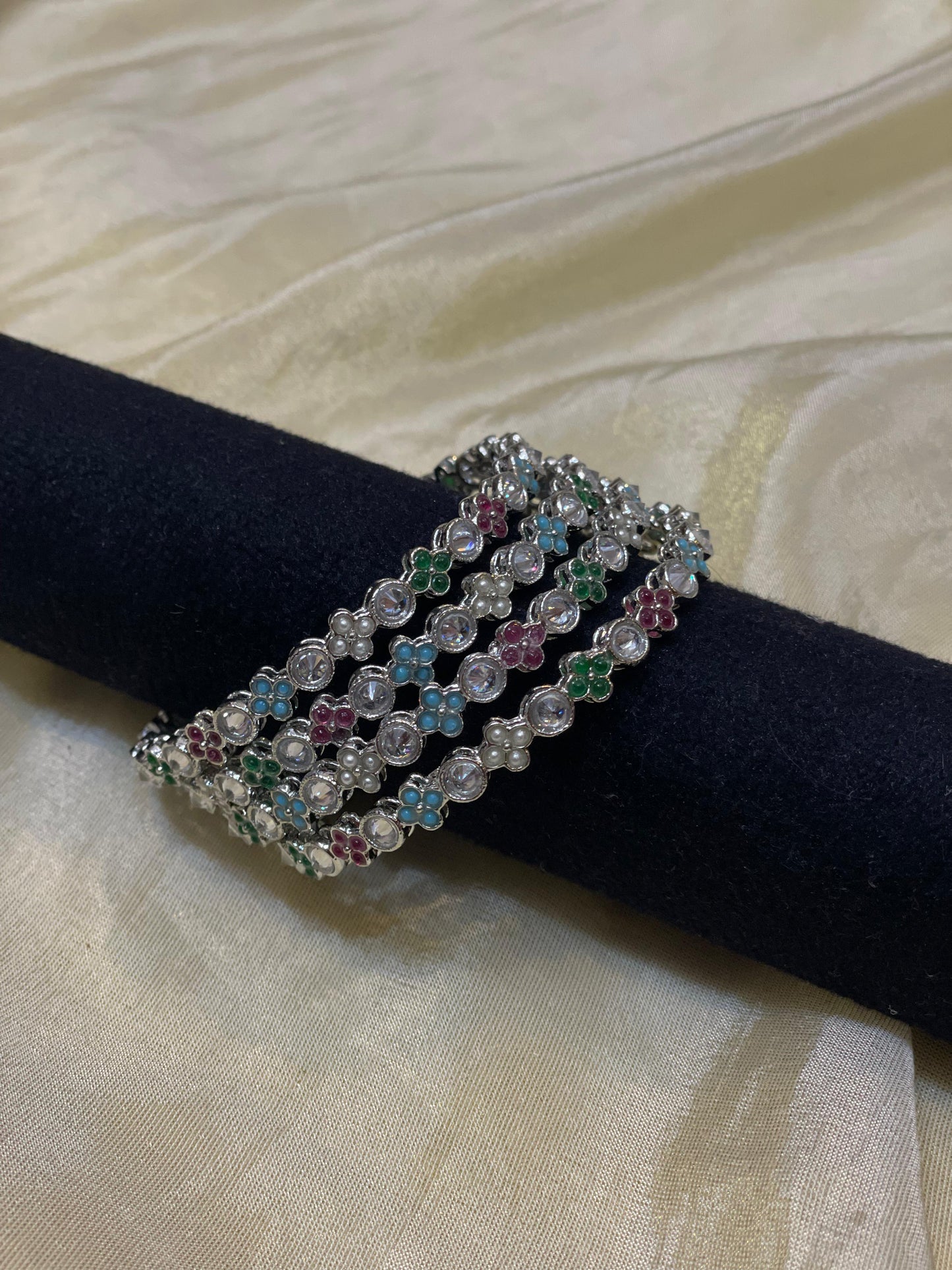 Floral Fantasy Multi-Stone Bangles-B014