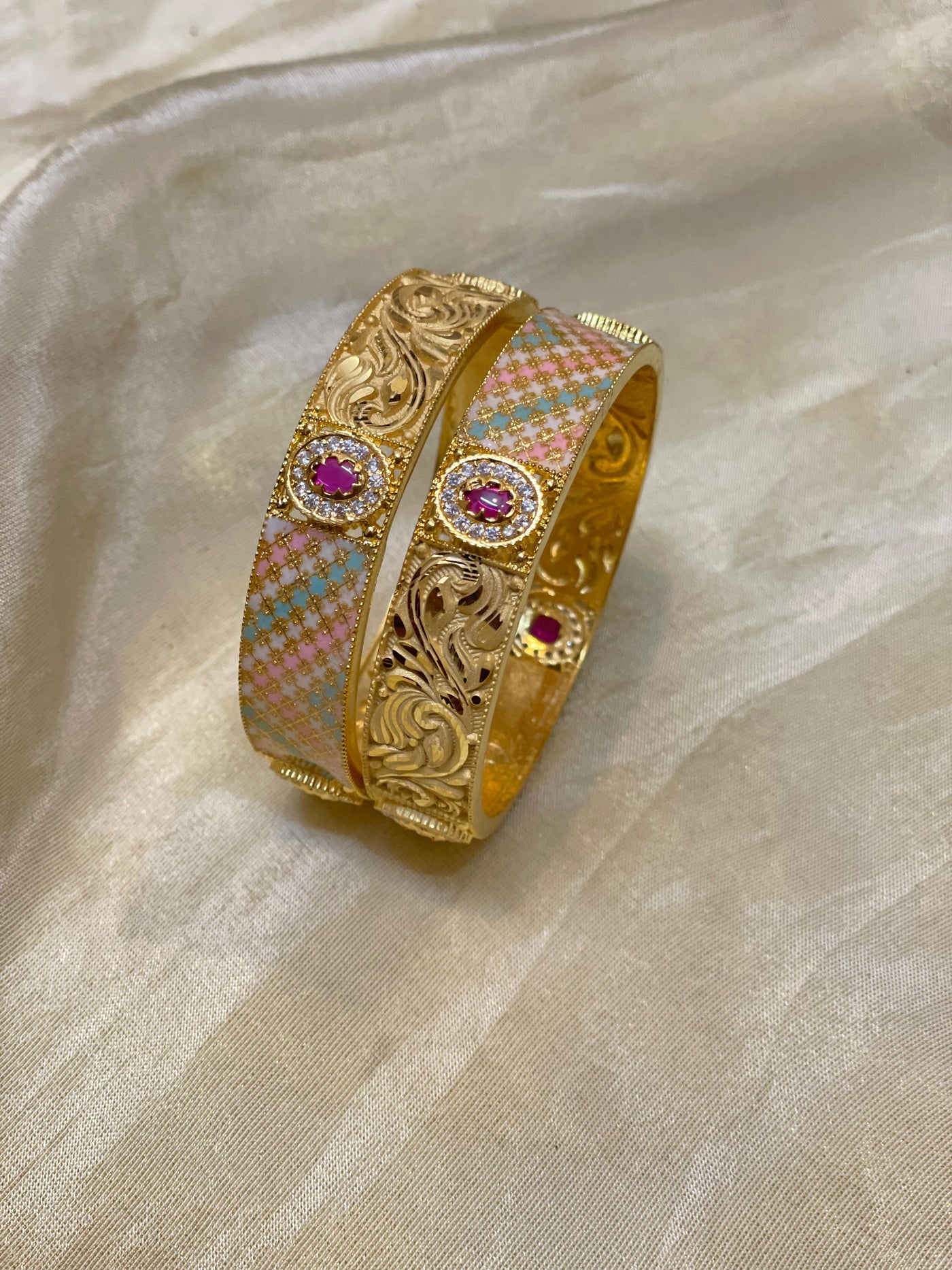 Pastel Mosaic Ruby Bangles-B029