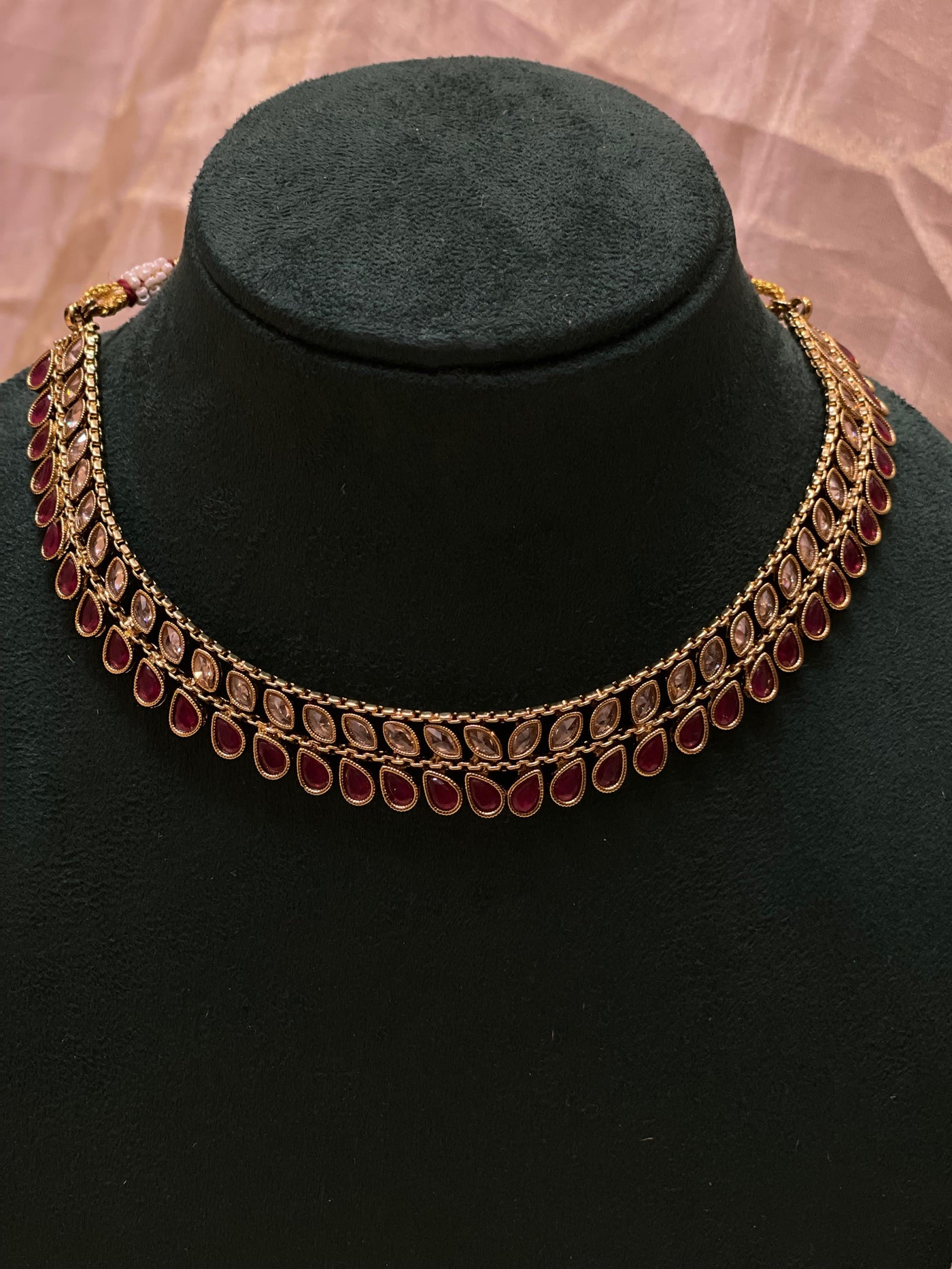 Kundan Ruby Drop Necklace-N025(01)