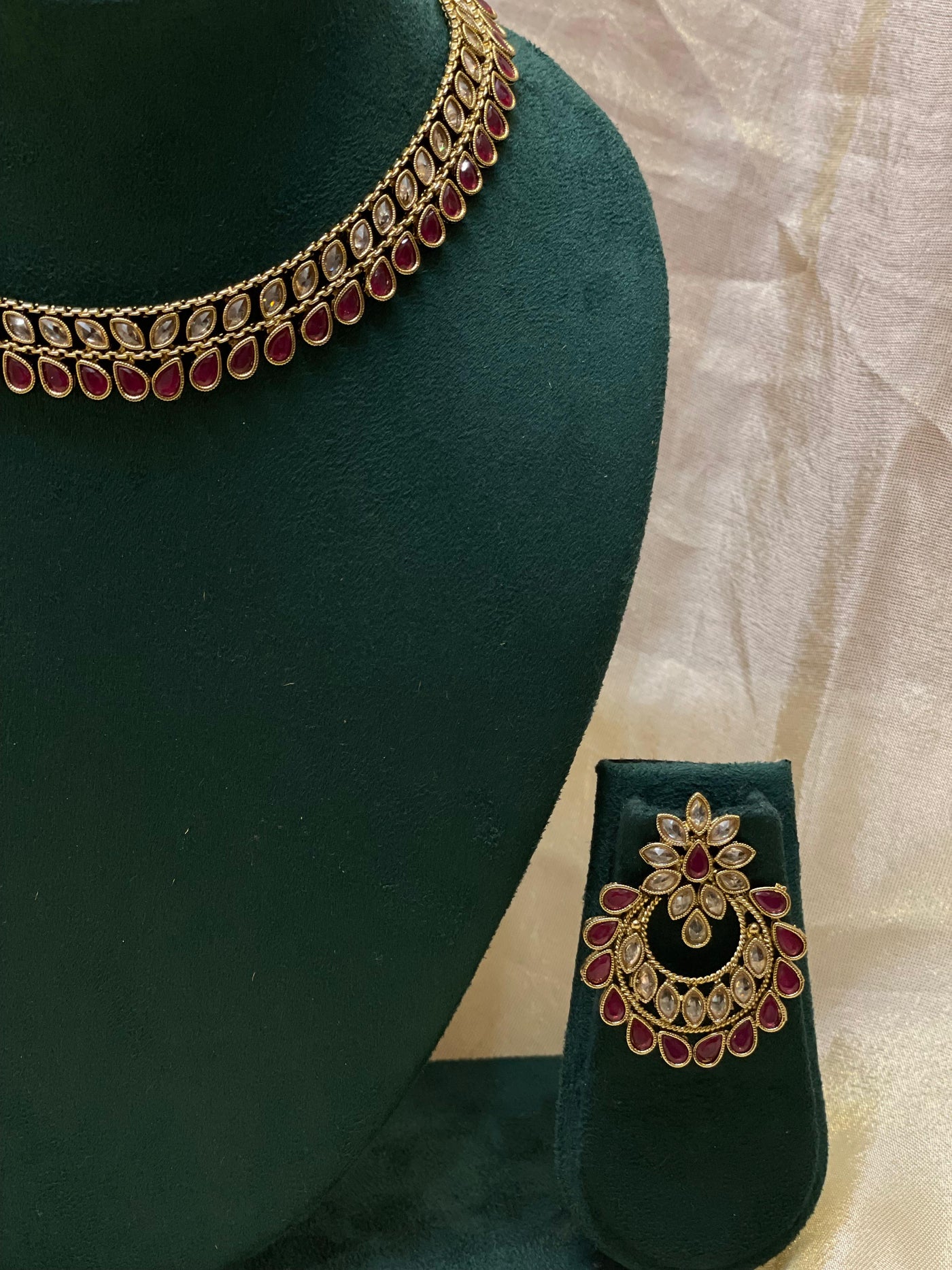 Kundan Ruby Drop Necklace-N025(01)