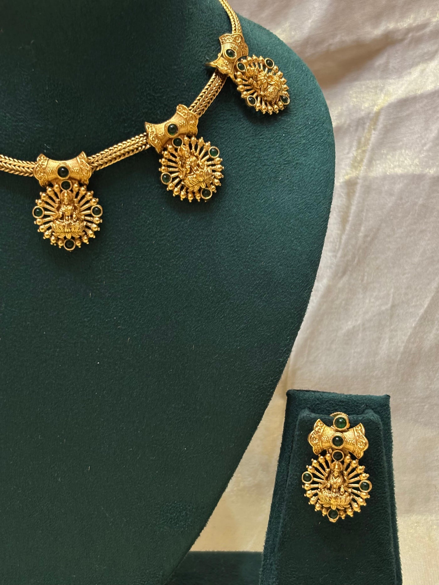 Lakshmi Devi Necklace with Green Accents-CH022(03)
