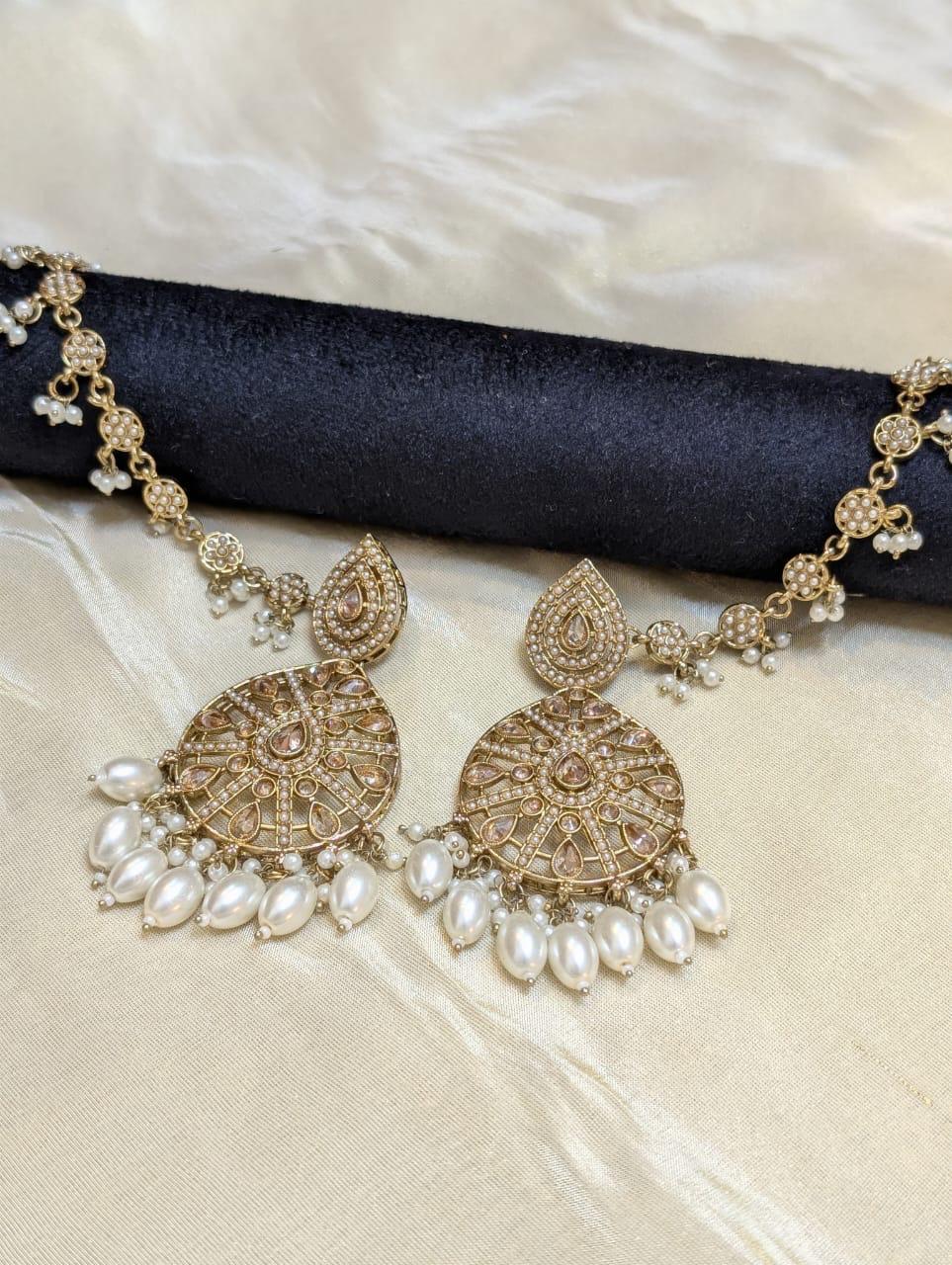 Pearl Drop Chandbali Earrings-E001(04)