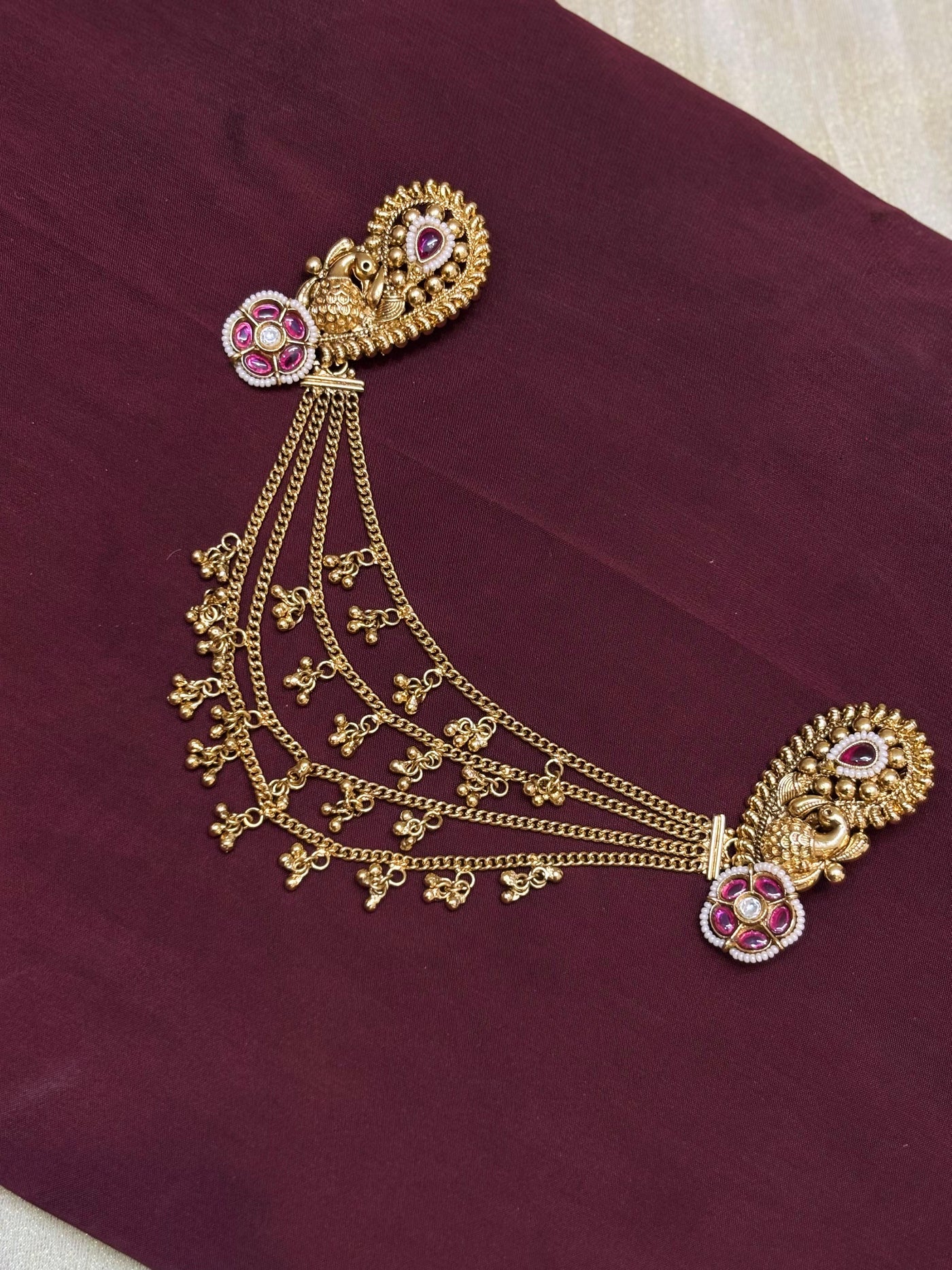 Peacock Motif Temple Hair Chain-H016(01)