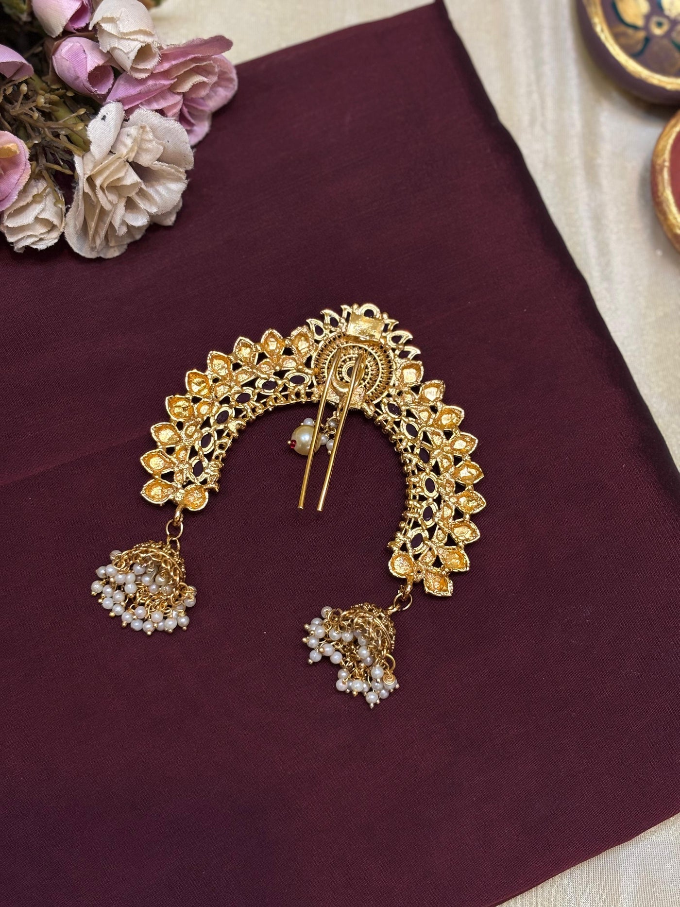 Sunburst Ruby Stone Hair Brooch-H014(01)