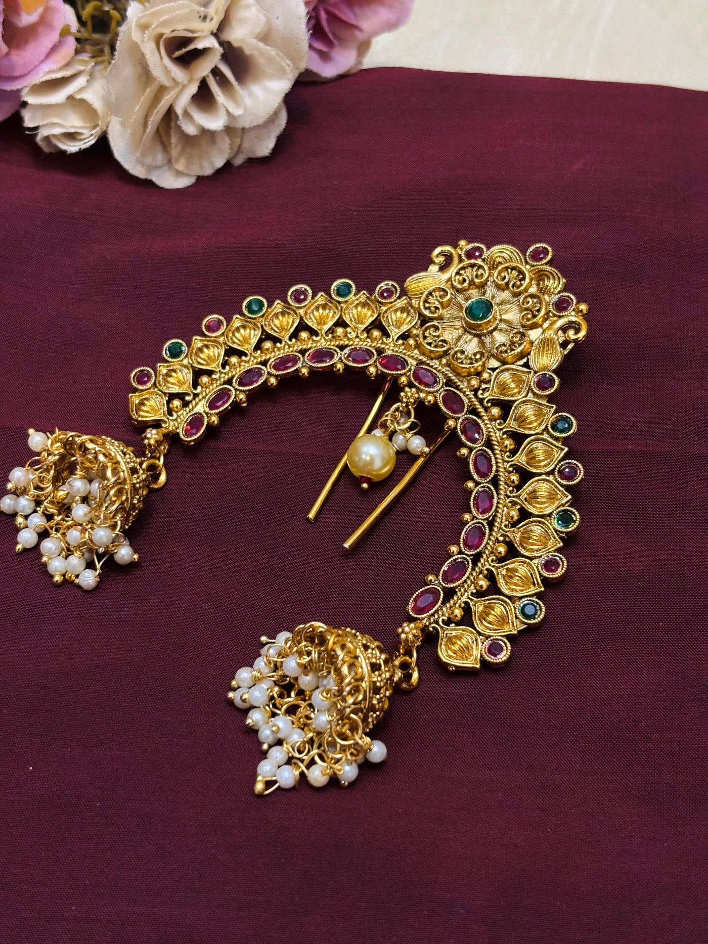 Multicolor Stone Floral Hair Brooch-H015(03)