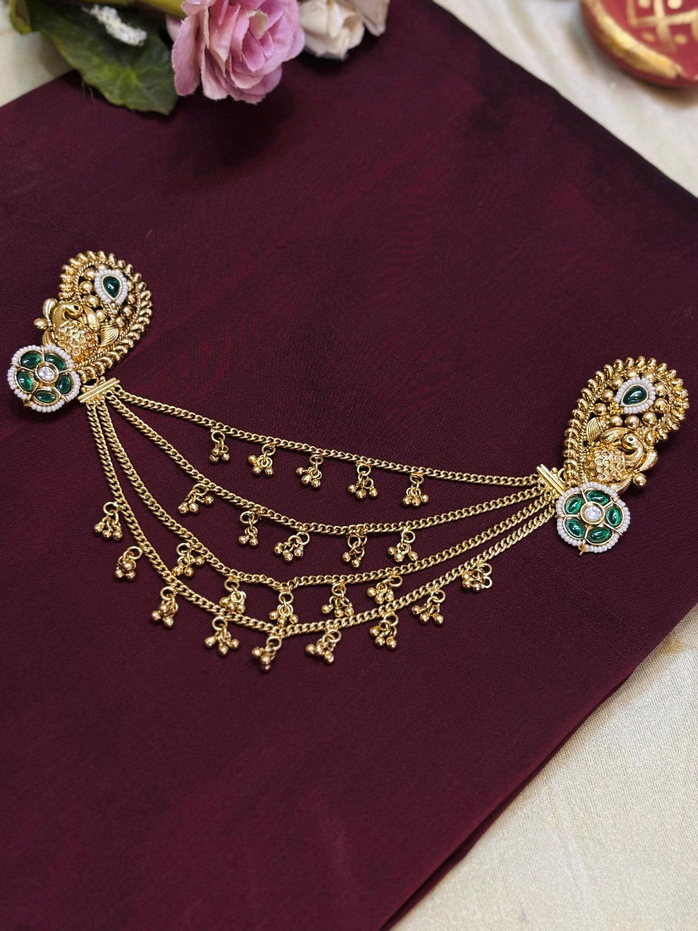Temple Style Multi-Layer Hair Chain Brooch-H016(02)