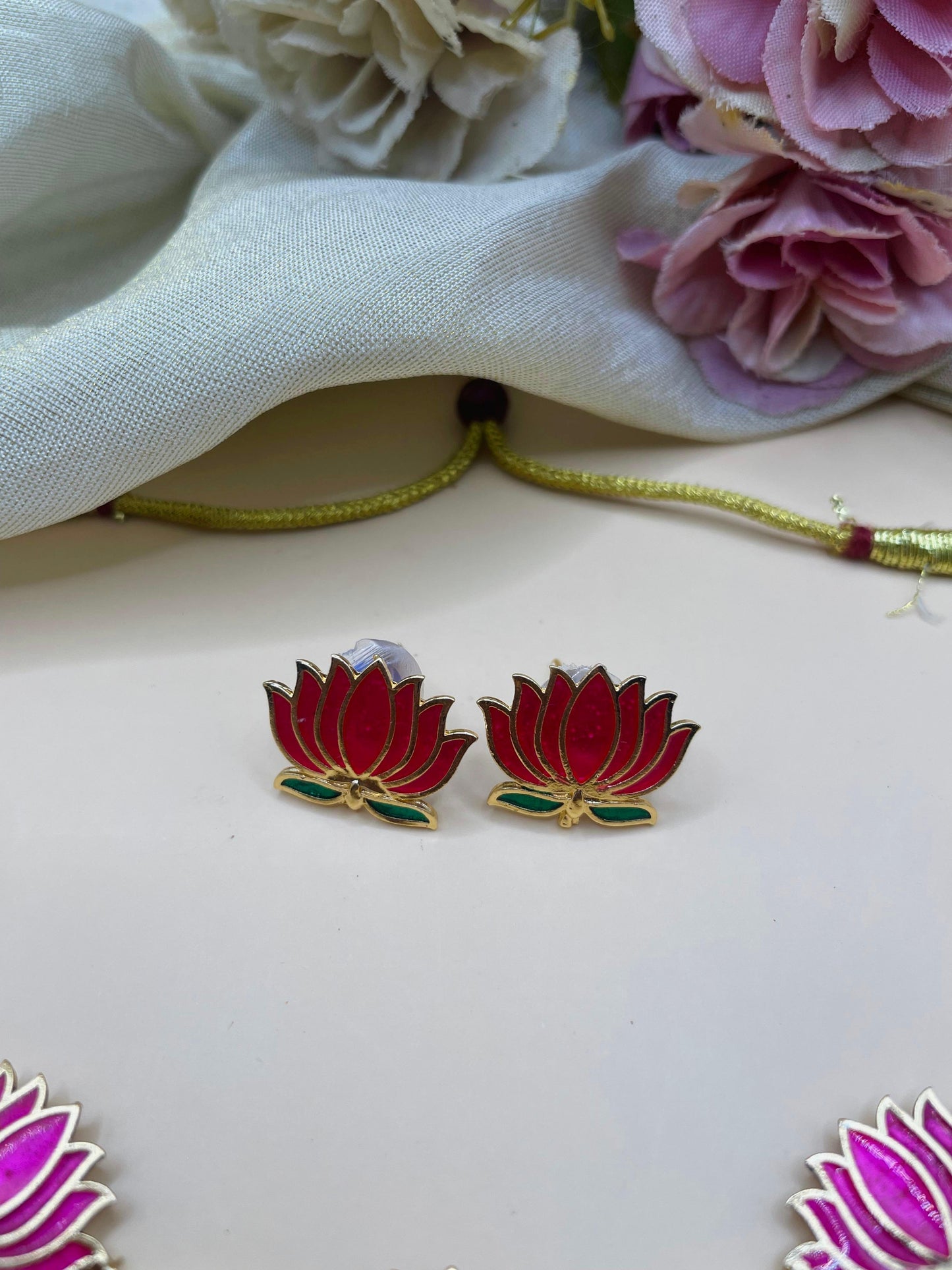 Pink Lotus Necklace Set-L0001