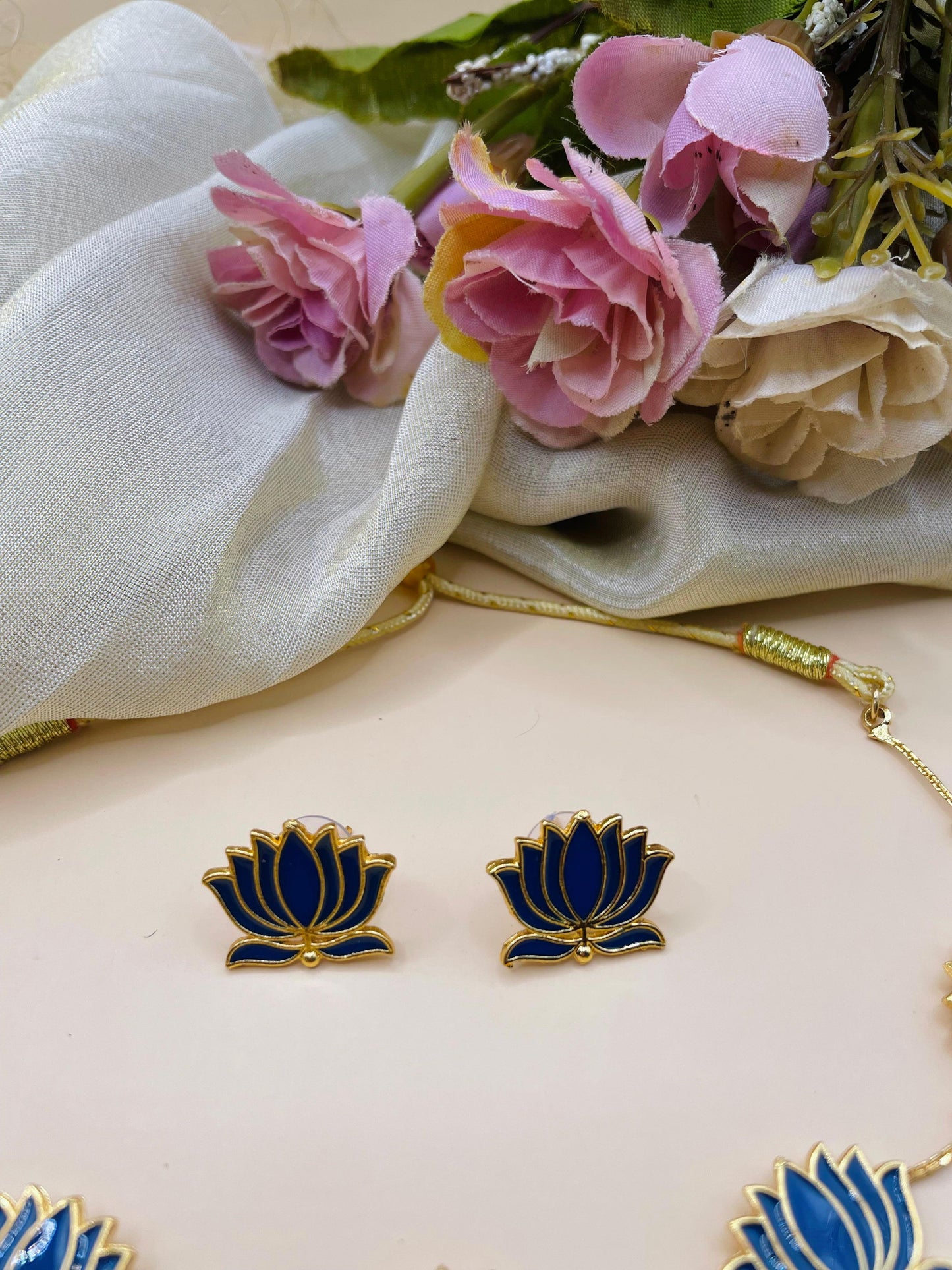 Blue Lotus Necklace set-L004