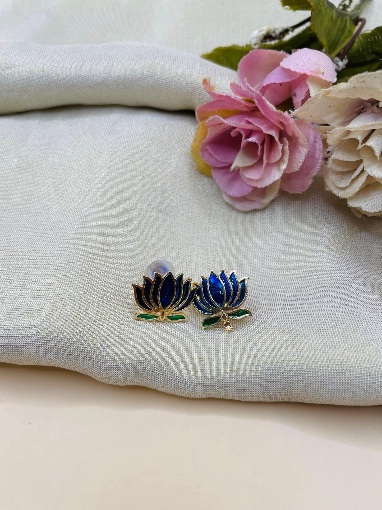 Royal Blue Lotus Necklace Set-L0002