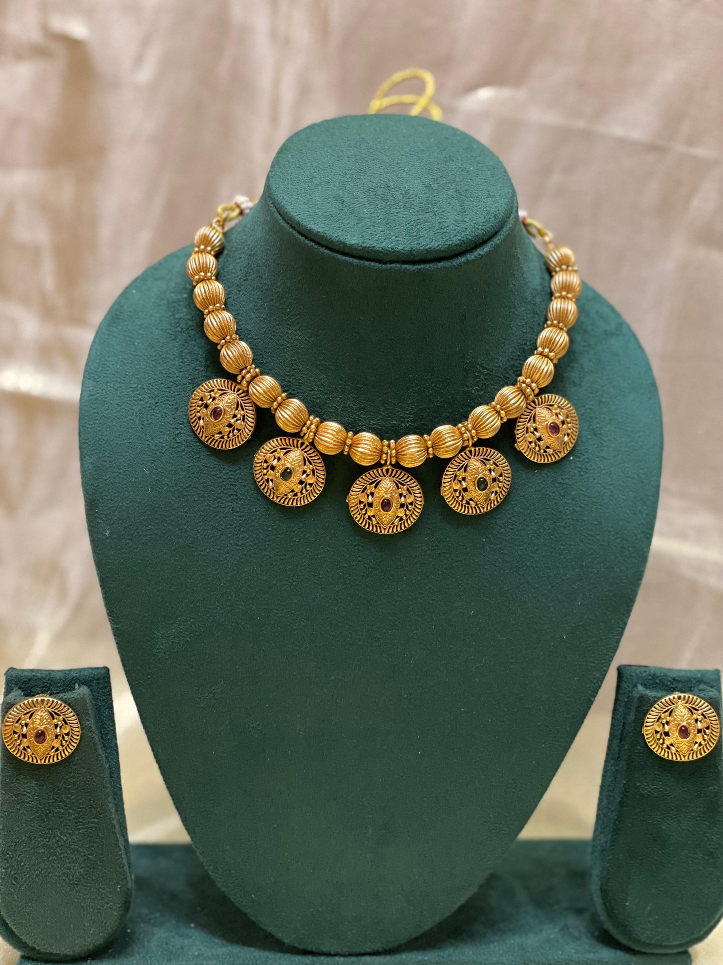 Antique Gold Coin Choker Necklace-CH012(01)
