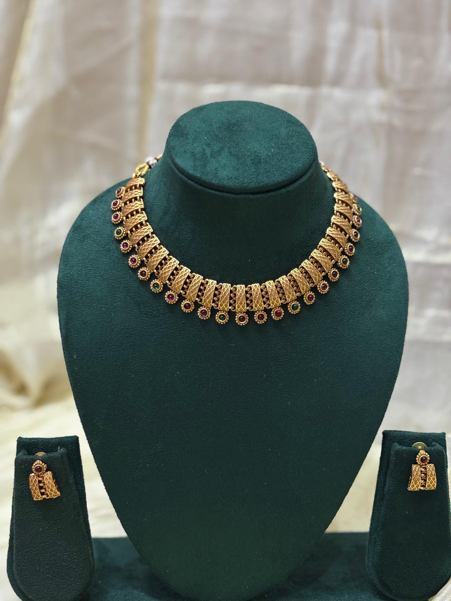 Antique Temple Inspired Broad Necklace-N009(02)