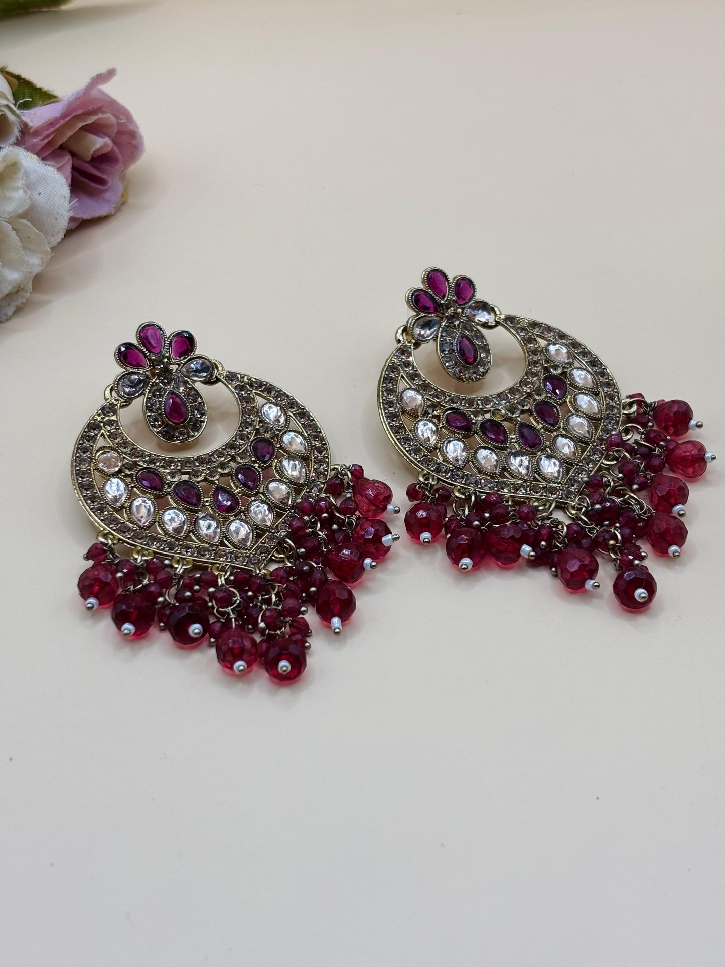 Ruby Red Kundan Earrings