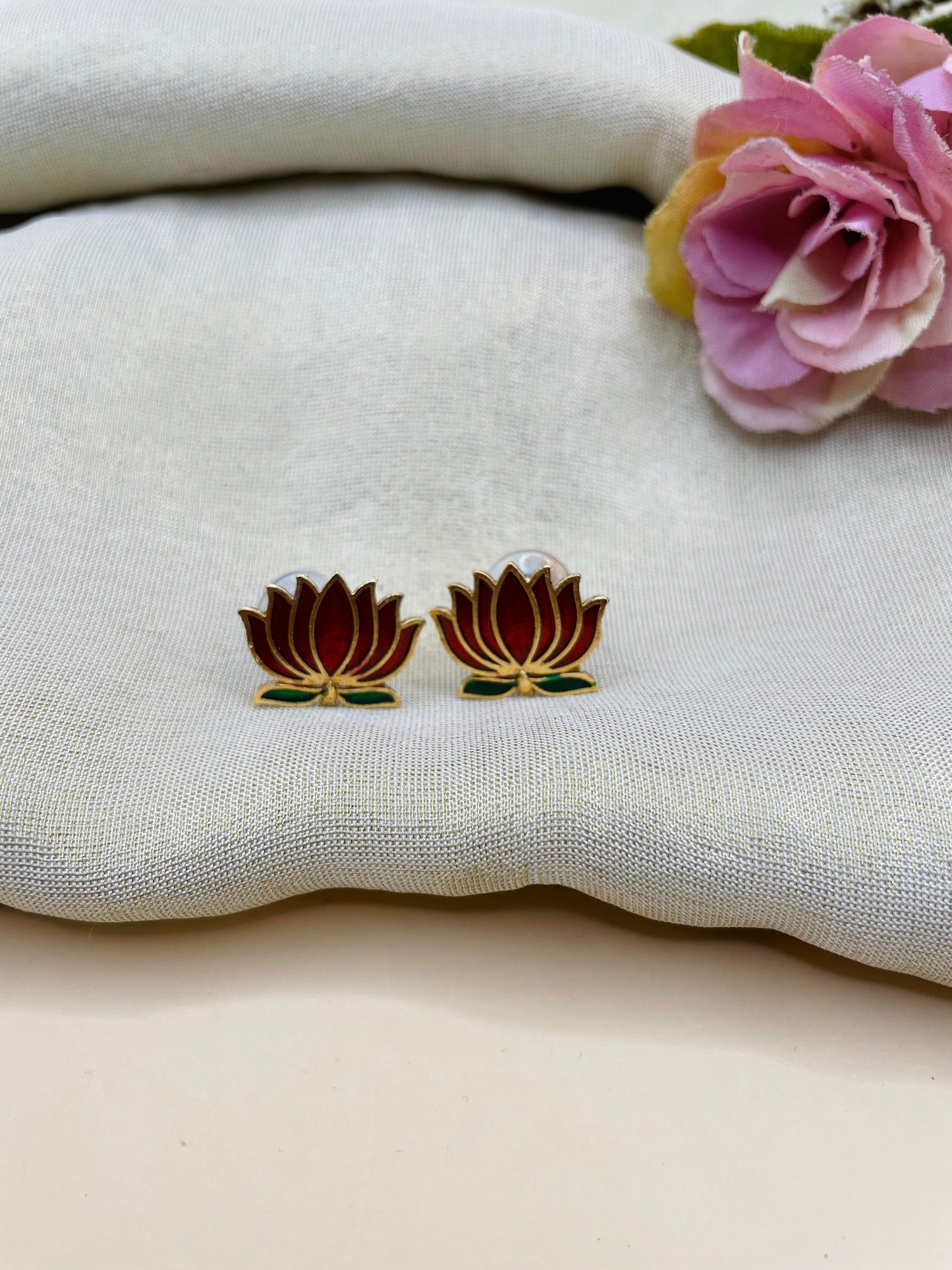 Rich Red Lotus necklace set-L0003