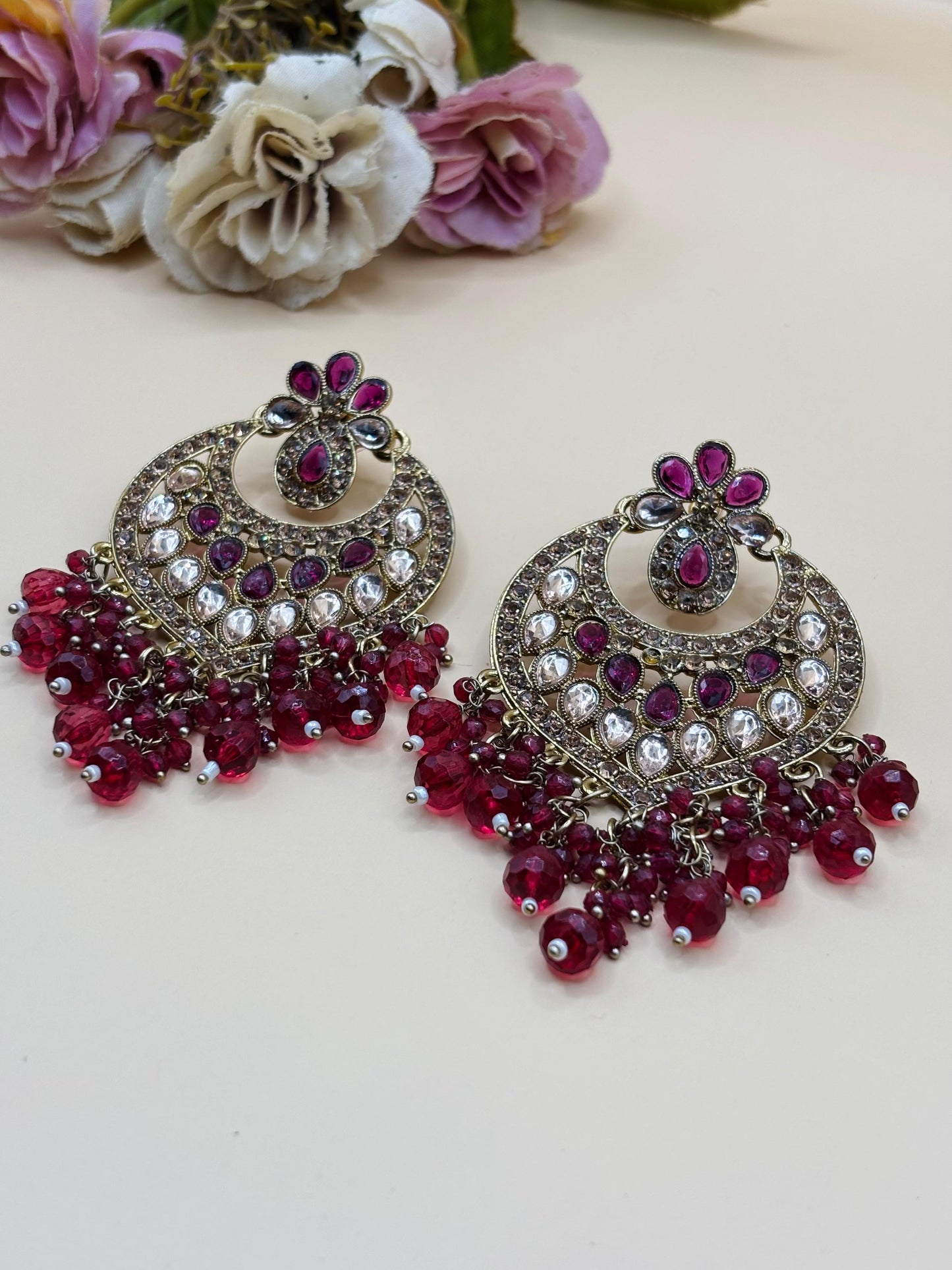 Ruby Red Kundan Earrings