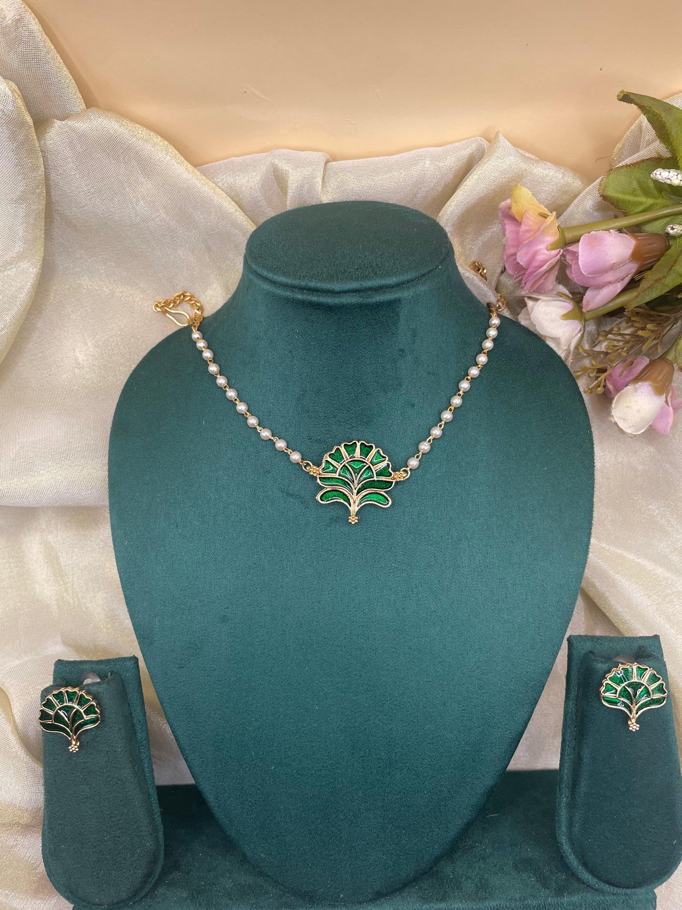 Emerald boom pearl necklace-PC06(01)