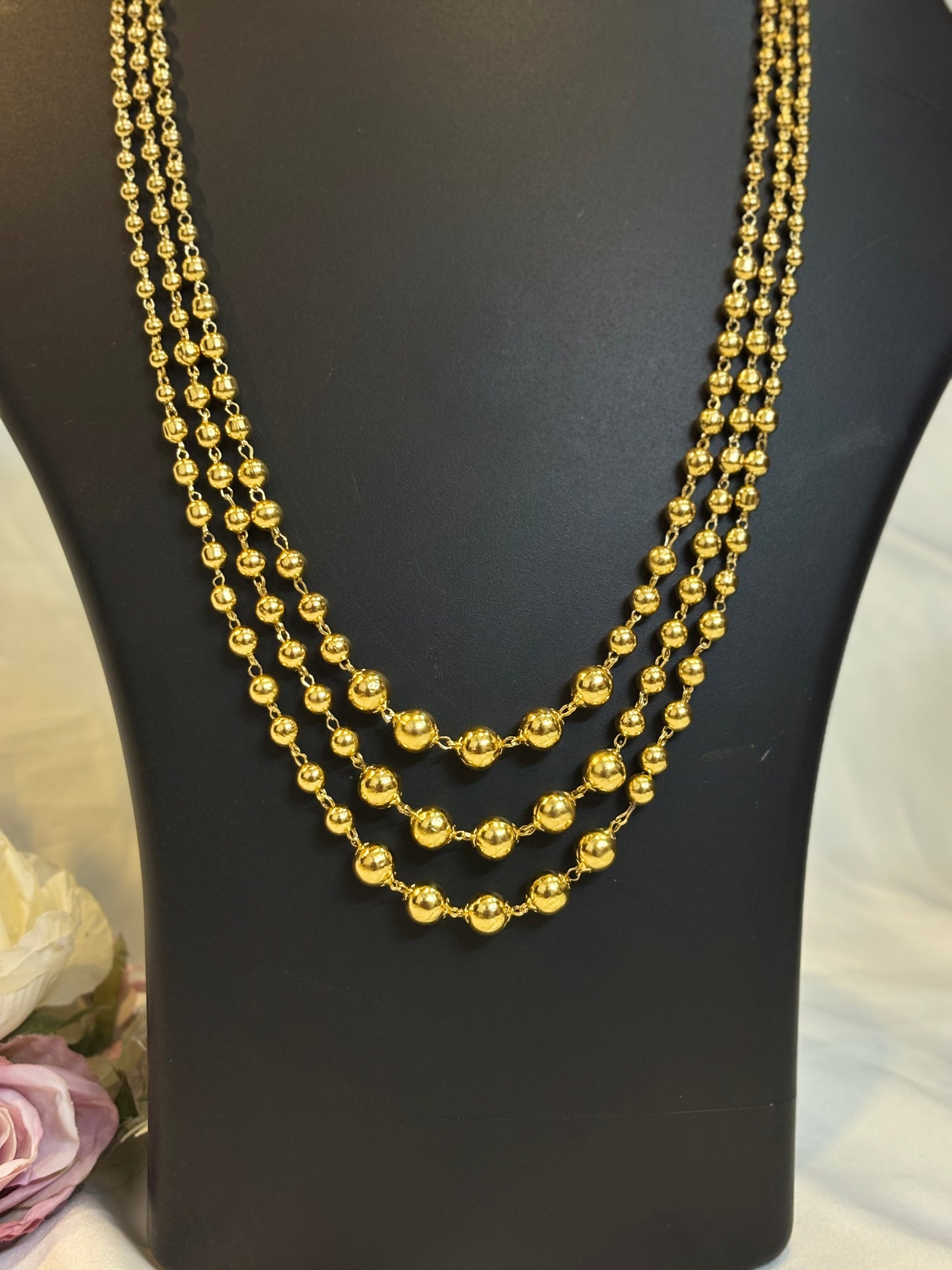 Gold Beaded Layered Necklace-NK03