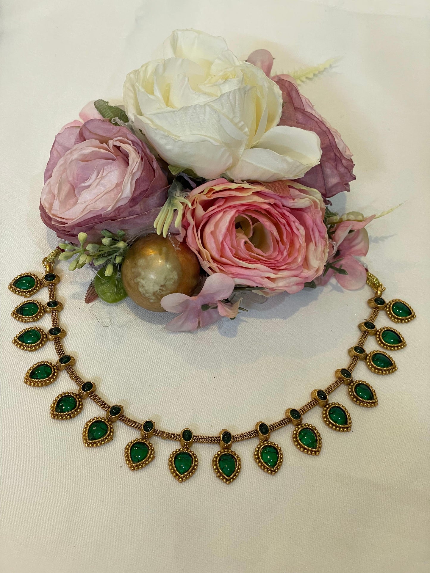Green Drop Statement Necklace