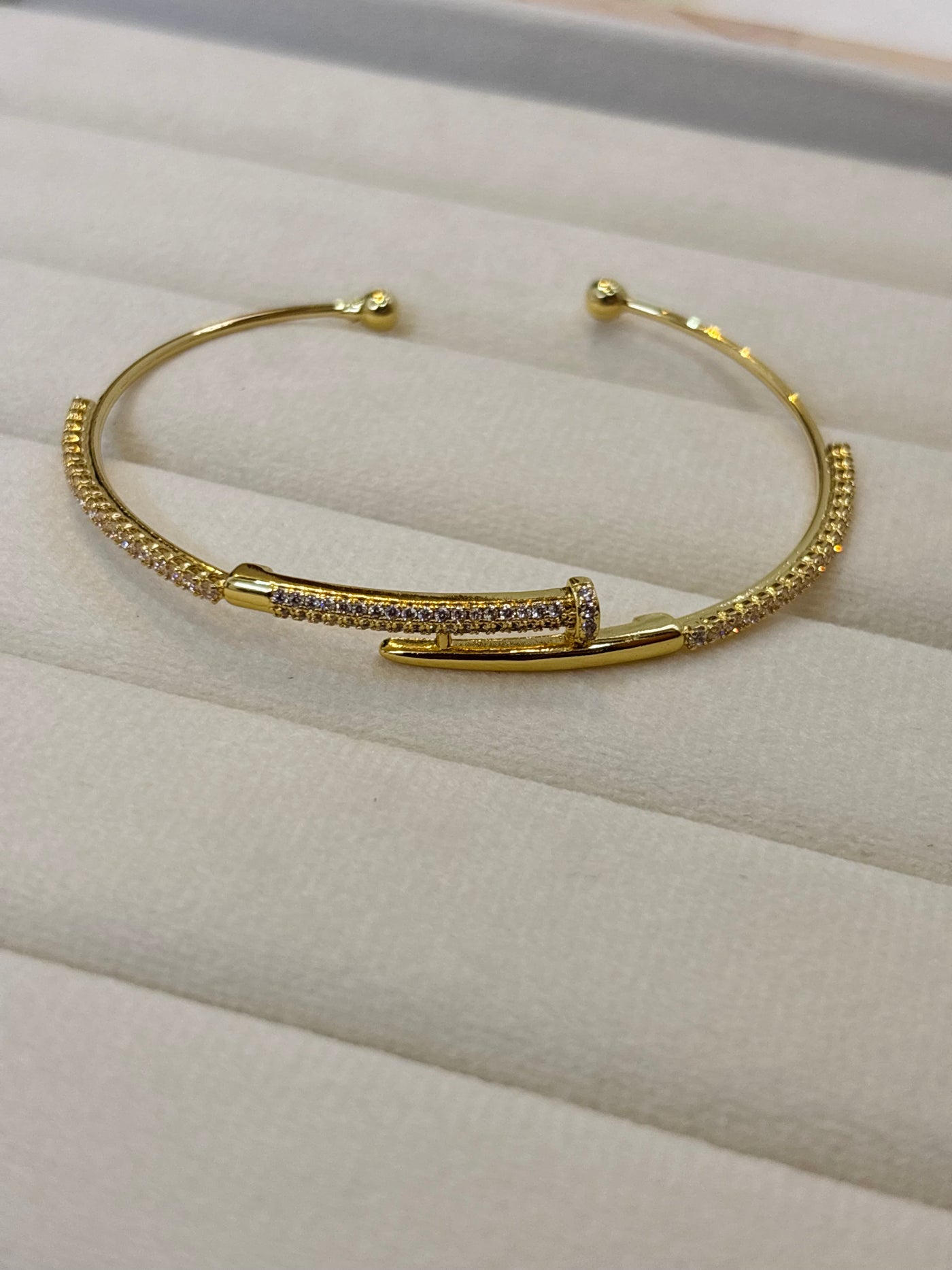Crystal Nail Open Bangle-B07