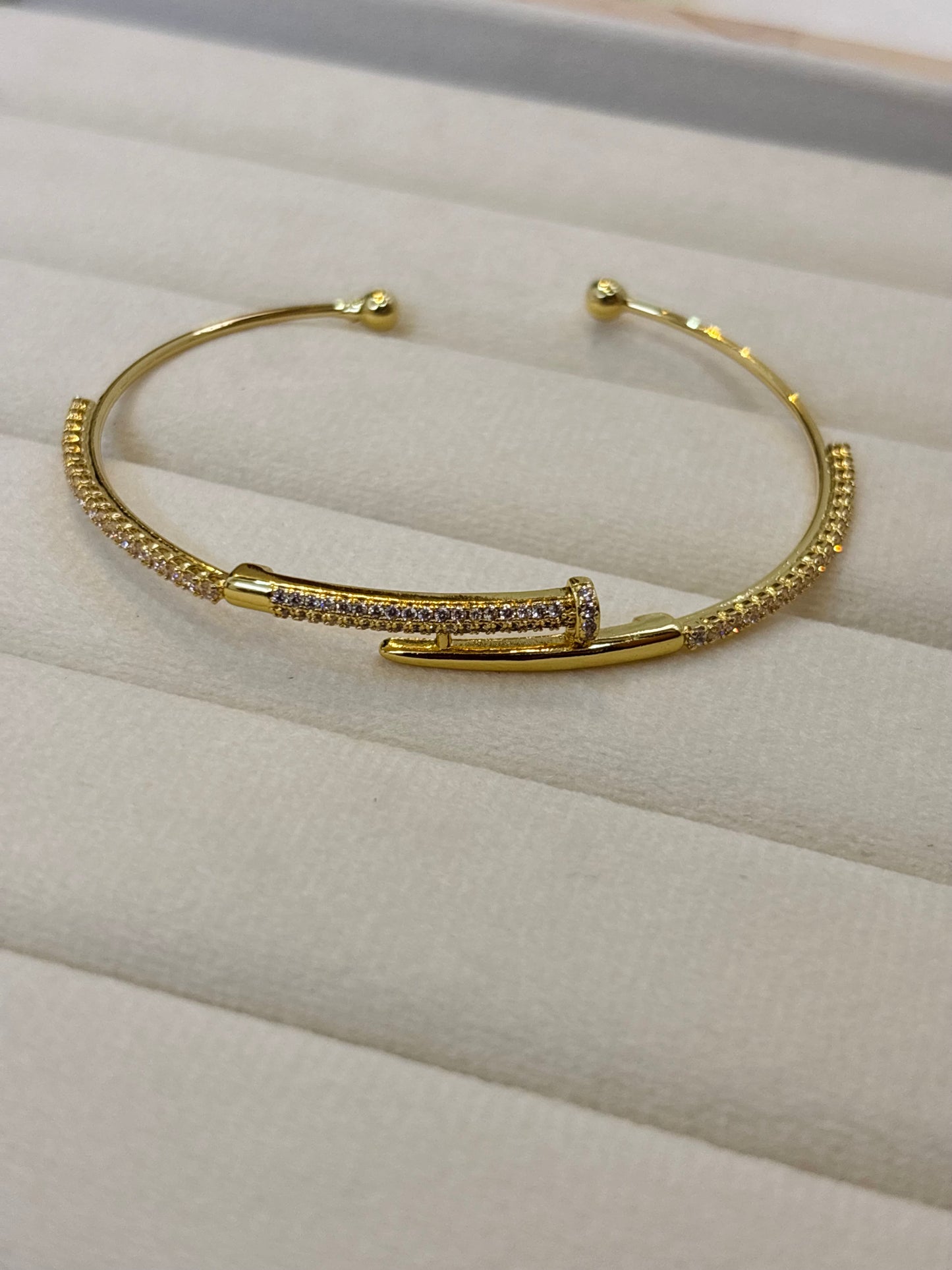 Crystal Nail Open Bangle-B07
