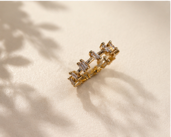 Emerald Cut Spark Adjustable Ring-R1