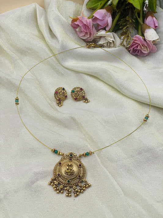 Antique Lakshmi Pendant invisible Necklace