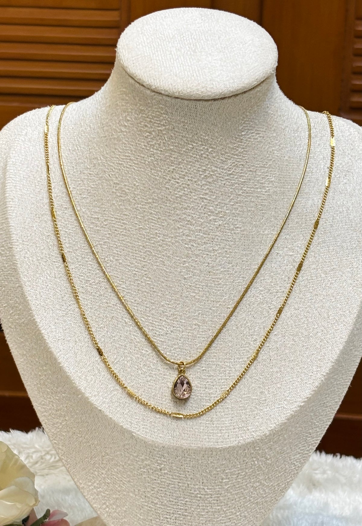 Double-Layer Teardrop Necklace-CL04