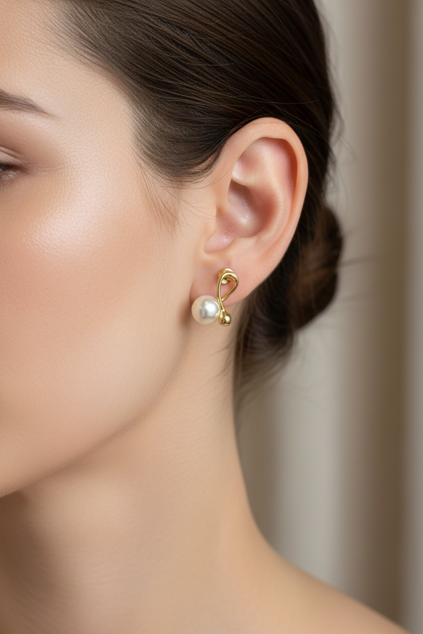 Pearl Loop Stud Earrings-E03