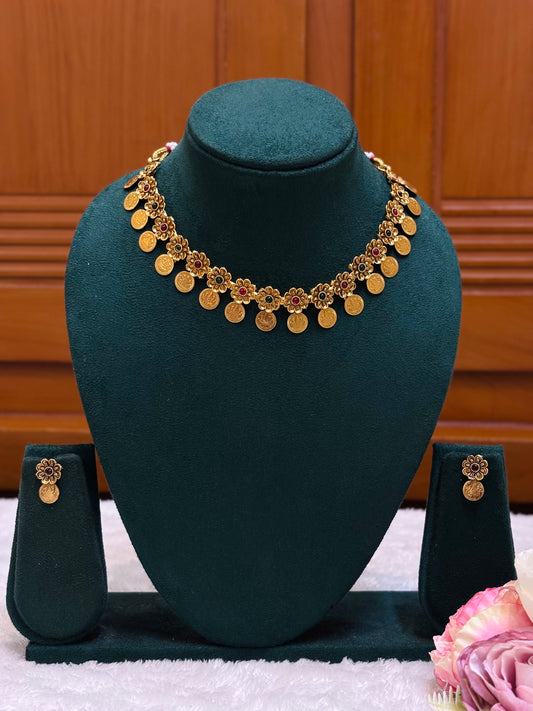 Floral coin choker-CH037