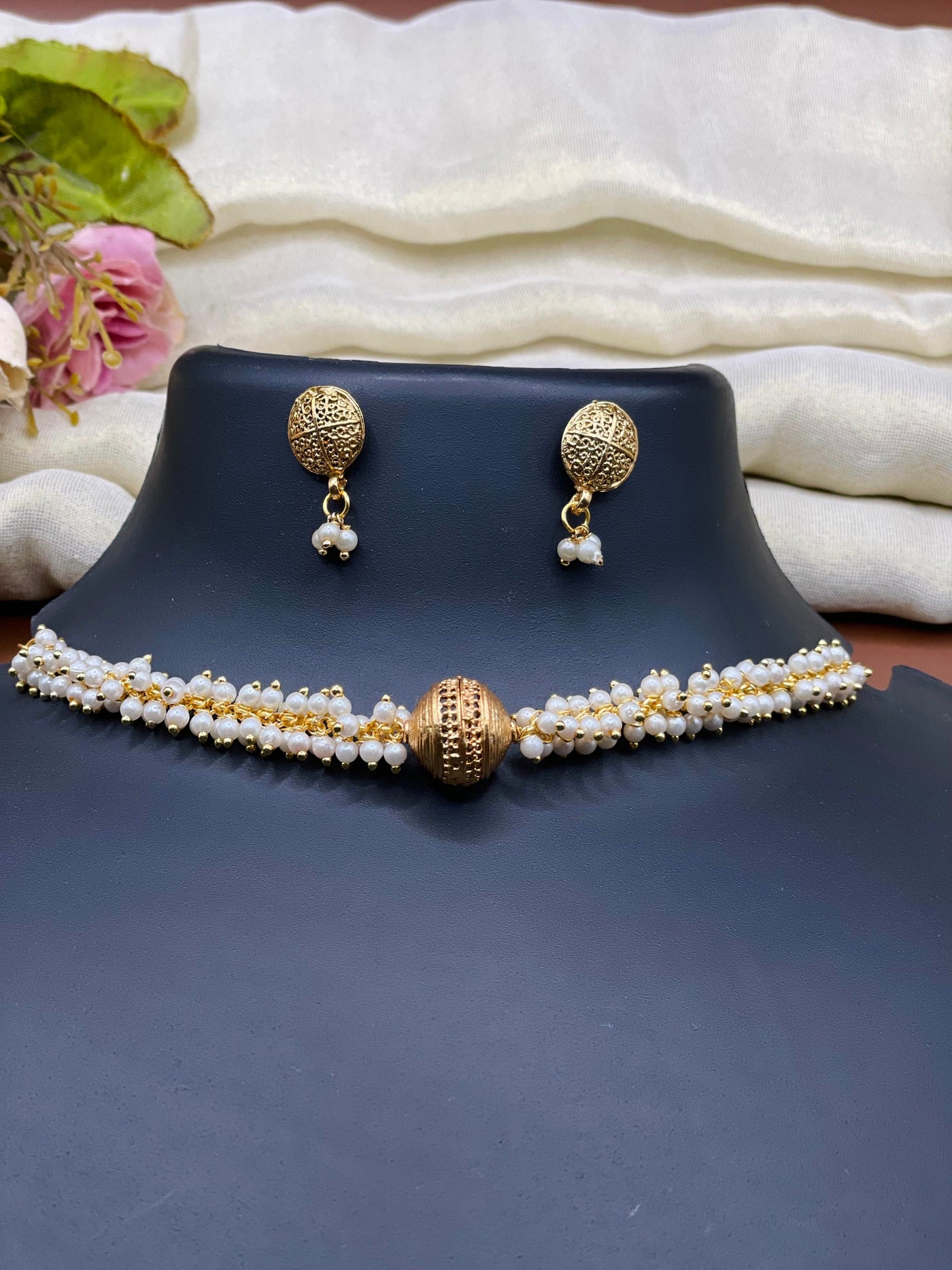 Pearl Cluster Choker Set-PC04