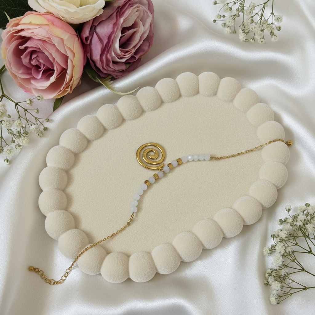 Spiral Pearl Charm Bracelet-BR09