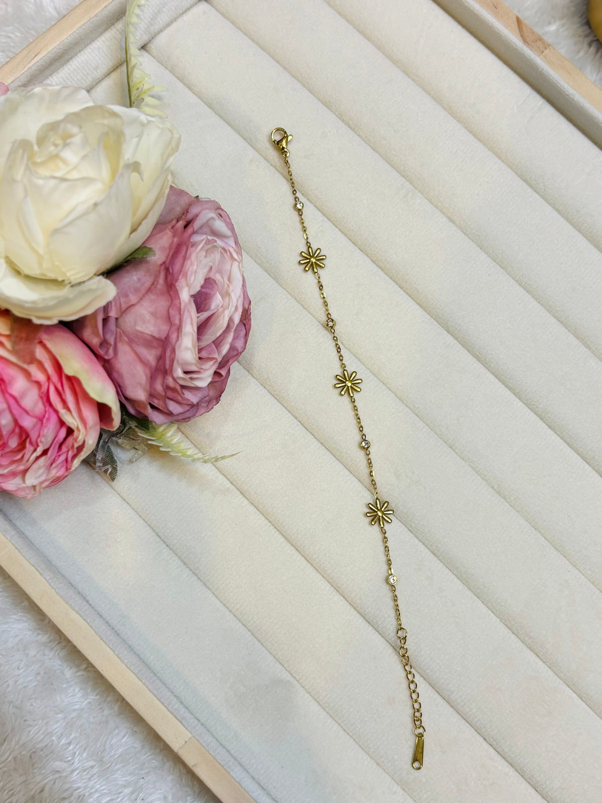 Floral Station Tennis Bracelet-BR012