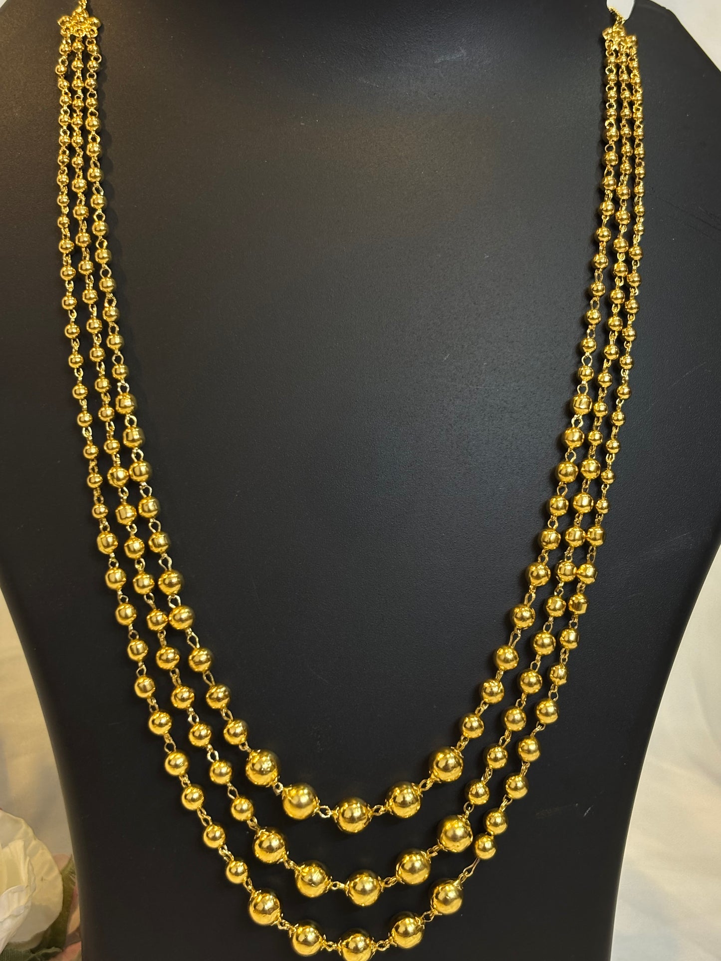 Gold Beaded Layered Necklace-NK03
