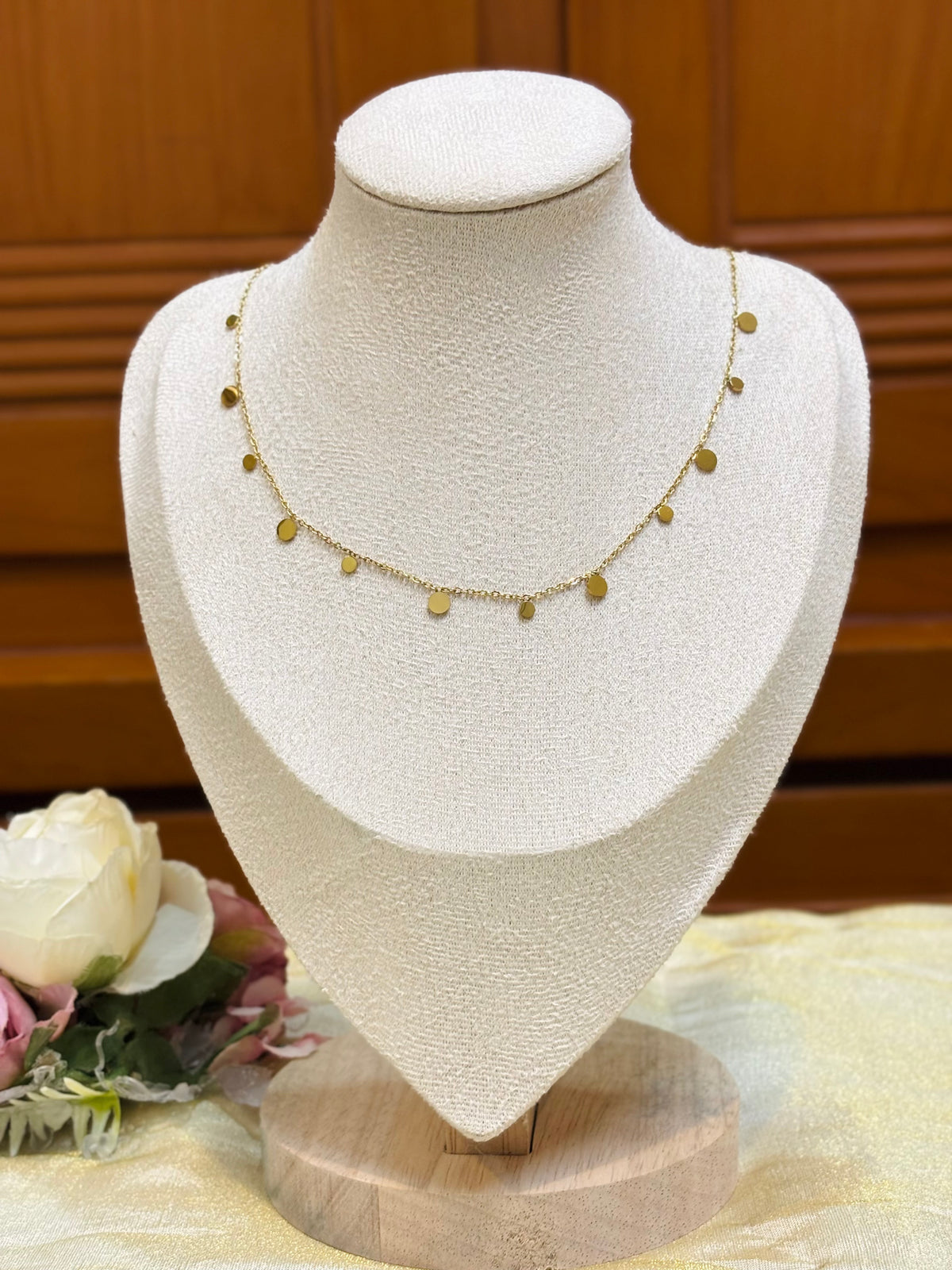 Golden Disc Charm Necklace-C027