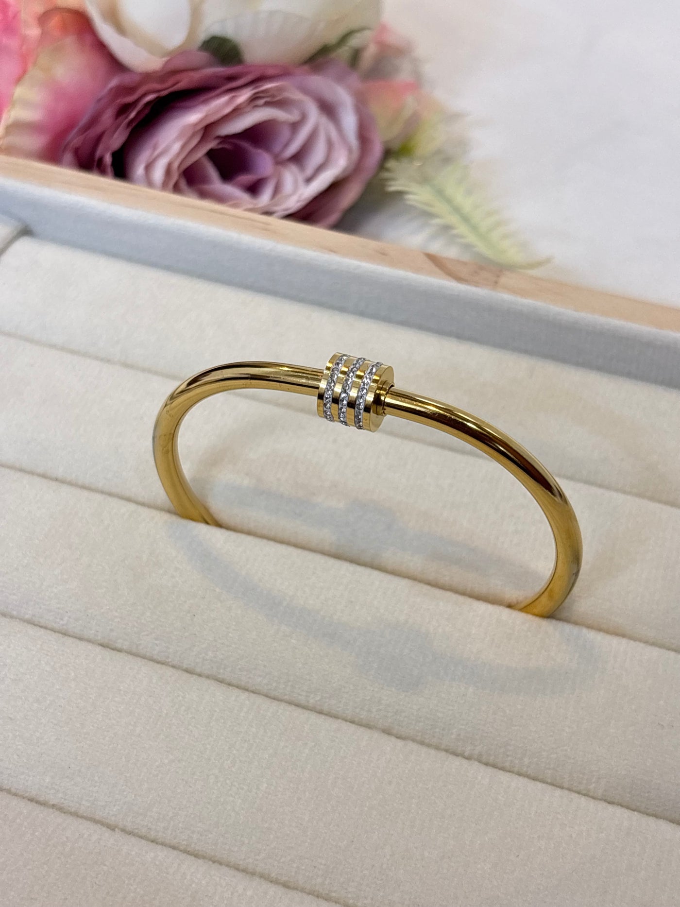 Linear Pavé Hinged Cuff-B09