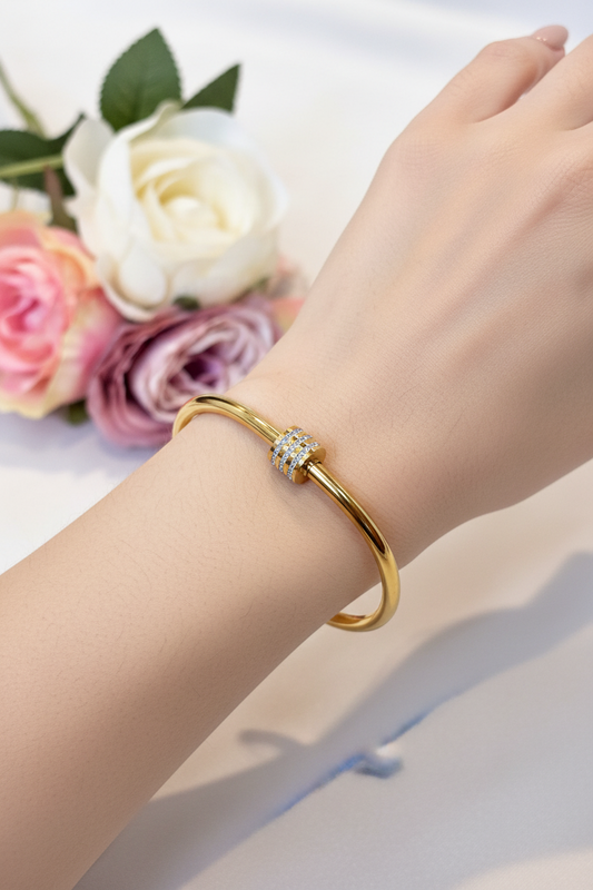 Linear Pavé Hinged Cuff-B09