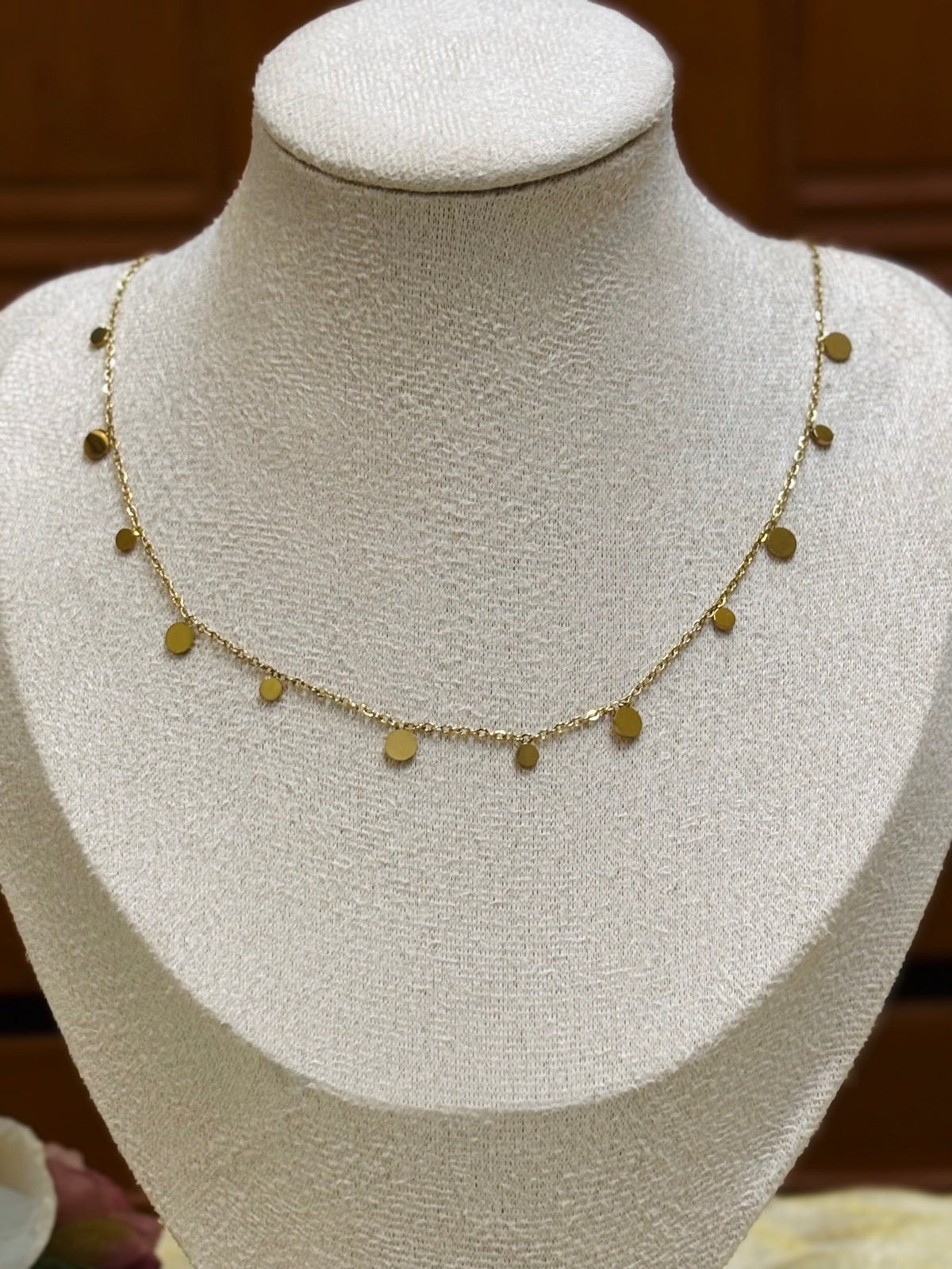 Golden Disc Charm Necklace-C027