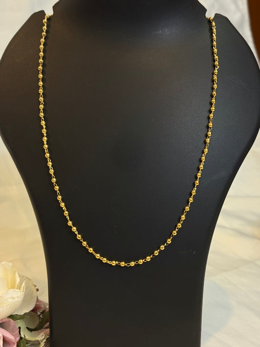 Minimal Gold Beaded Chain Necklace-Nk01