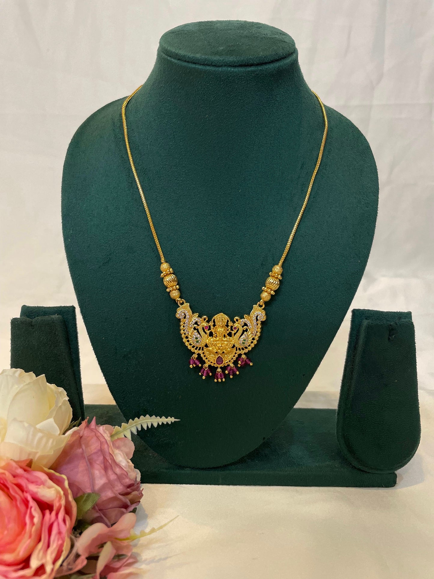 Dual Peacock Lakshmi Necklace