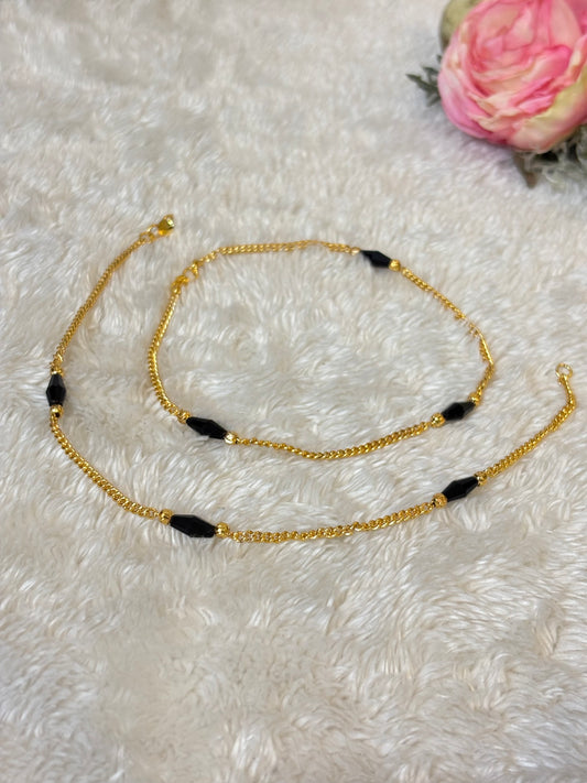 Black Crystal Anklet-A014