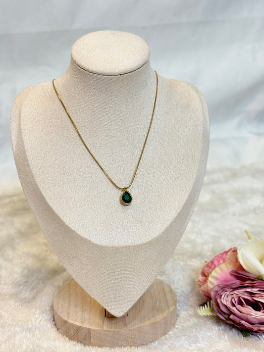Emerald Teardrop Necklace-C013
